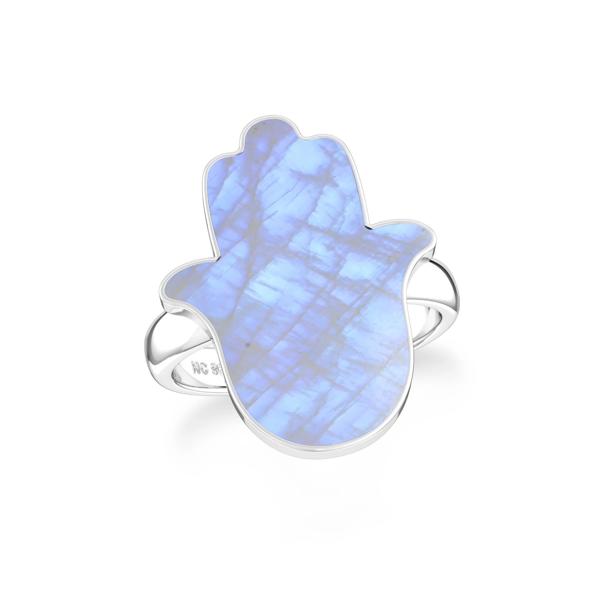 rainbow moonstone bezel-set ring