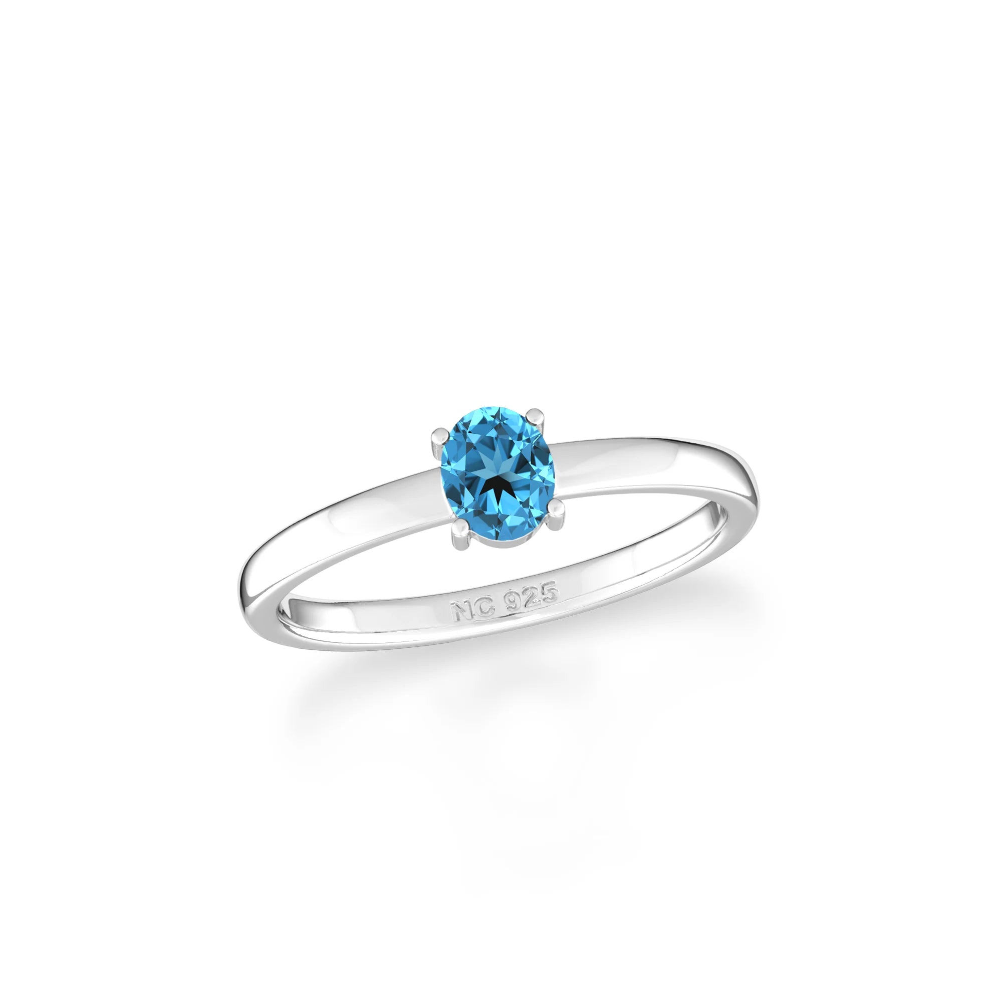 swiss blue topaz stackable prong-set ring