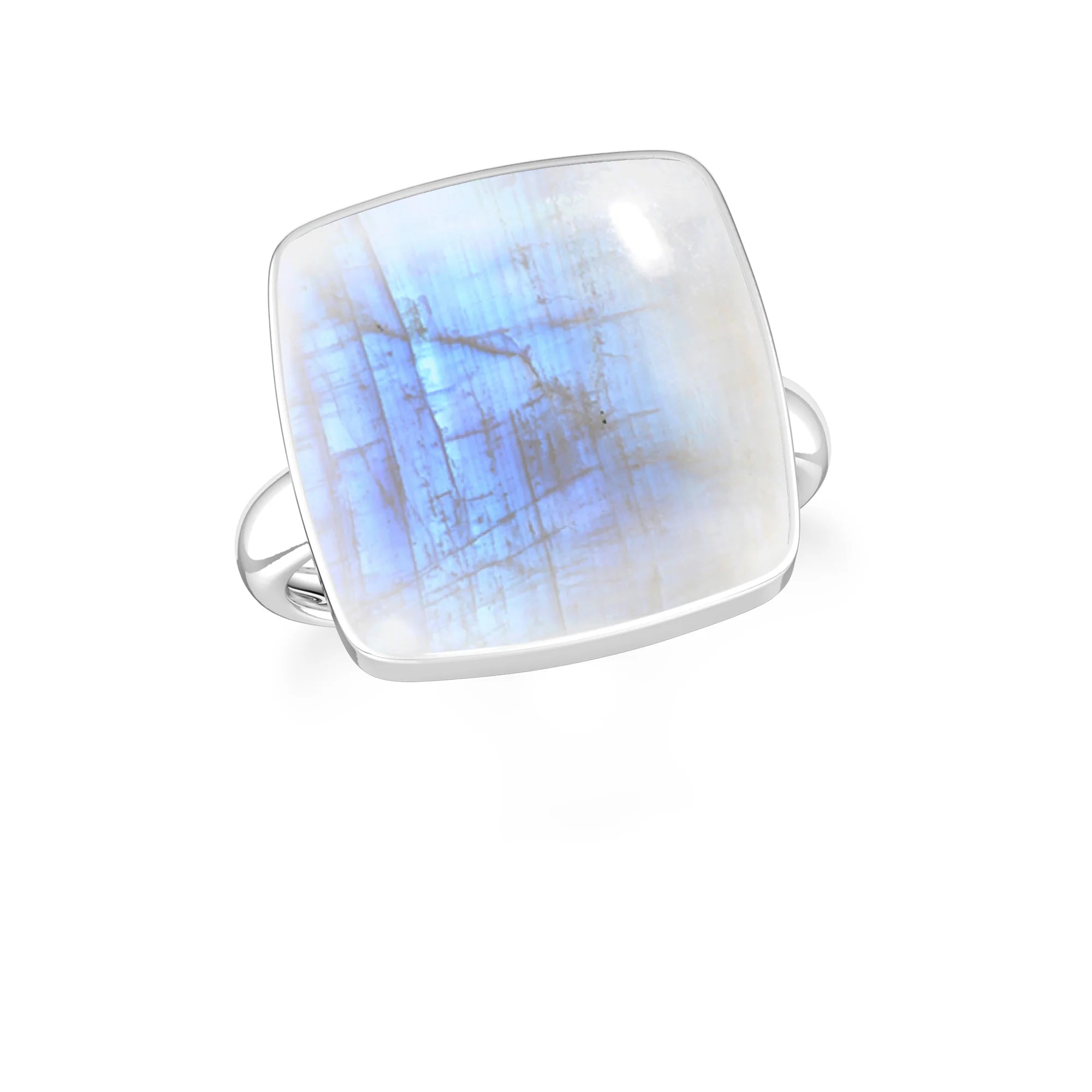 rainbow-moonstone bezel-set ring