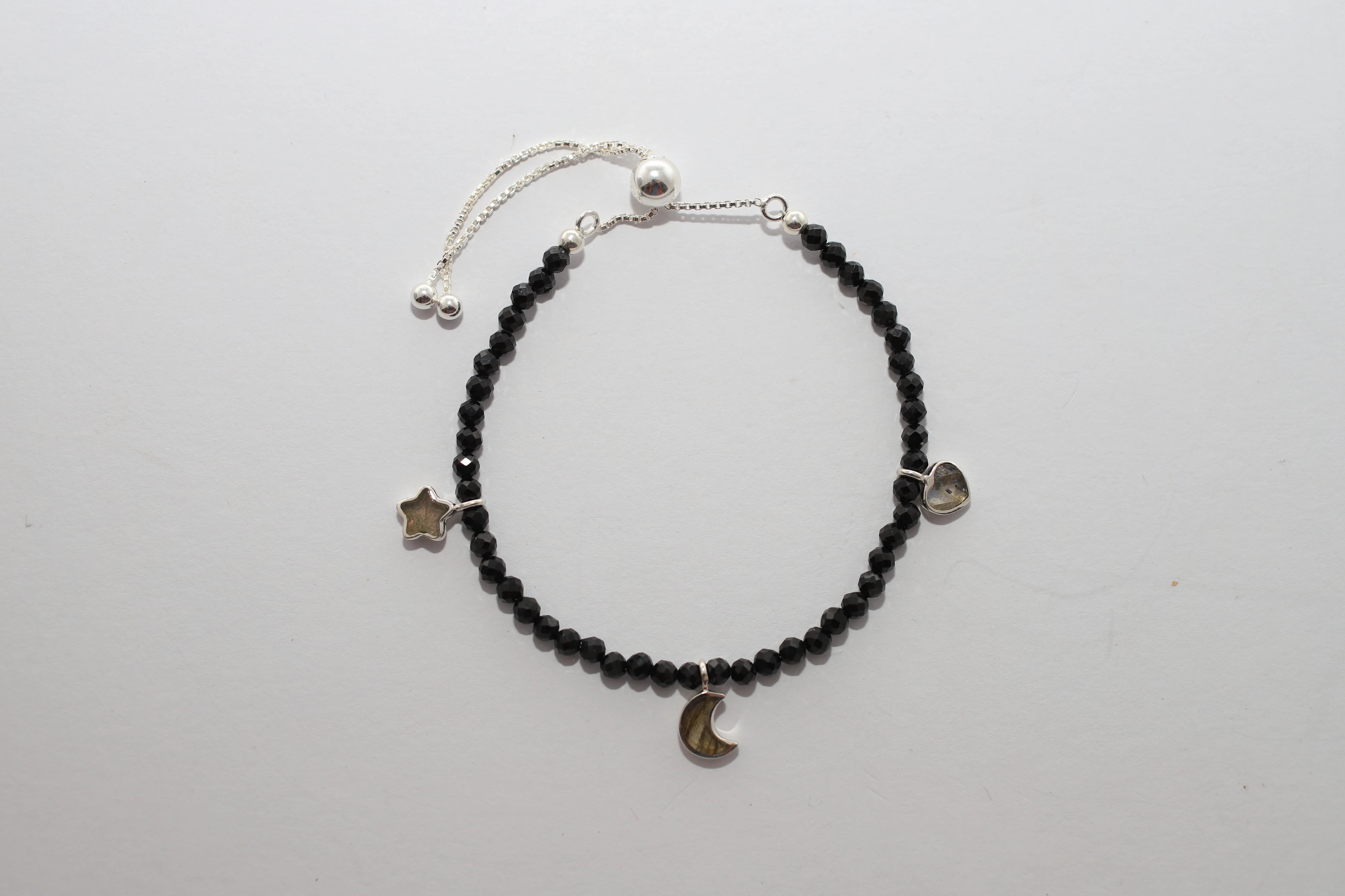 black spinel cut bracelet