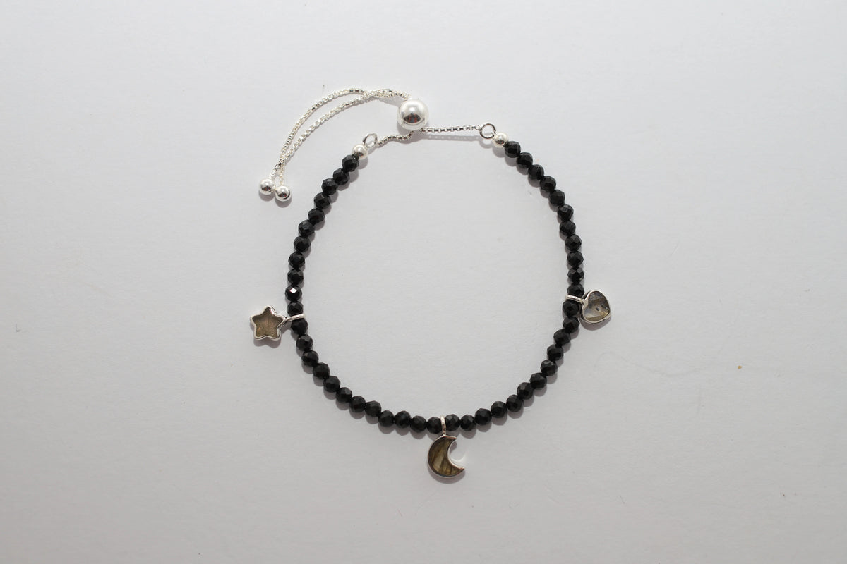 black spinel cut bracelet