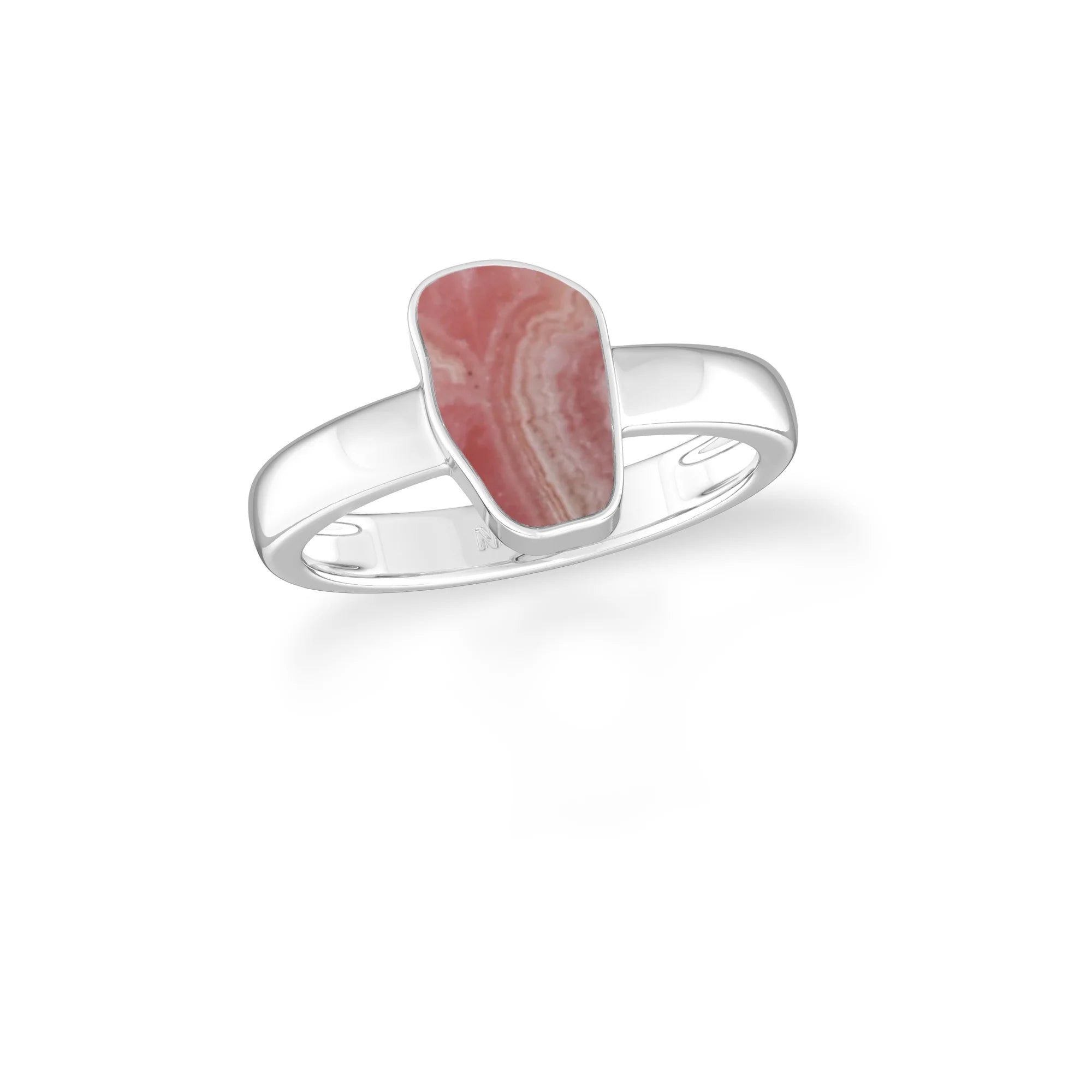 rhodochrosite bezel-set ring