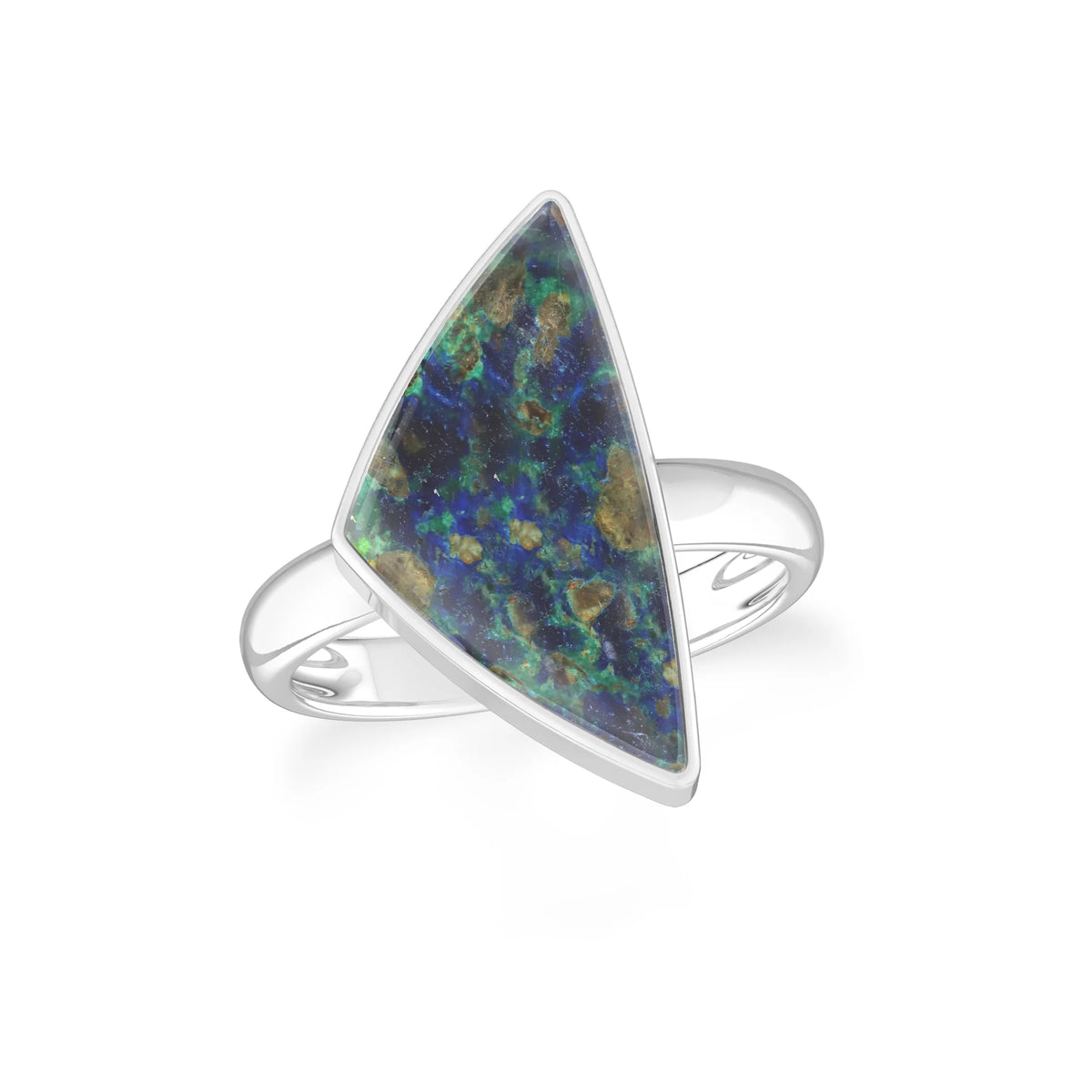 azurite malachite bezel-set ring