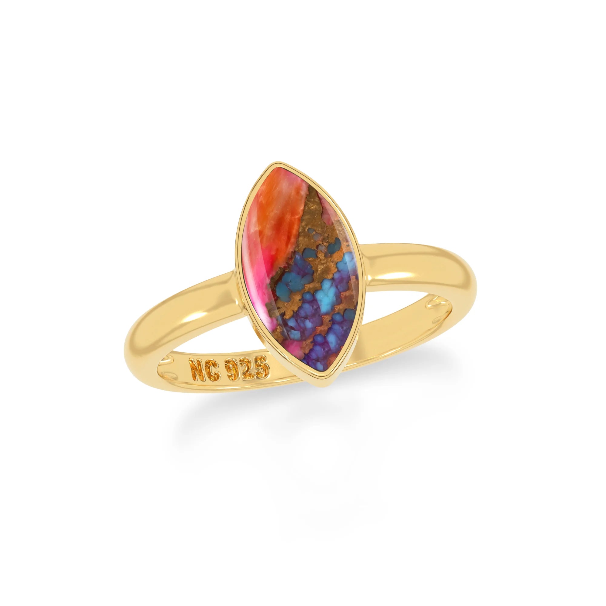 pink spiny-oyster bezel-set ring