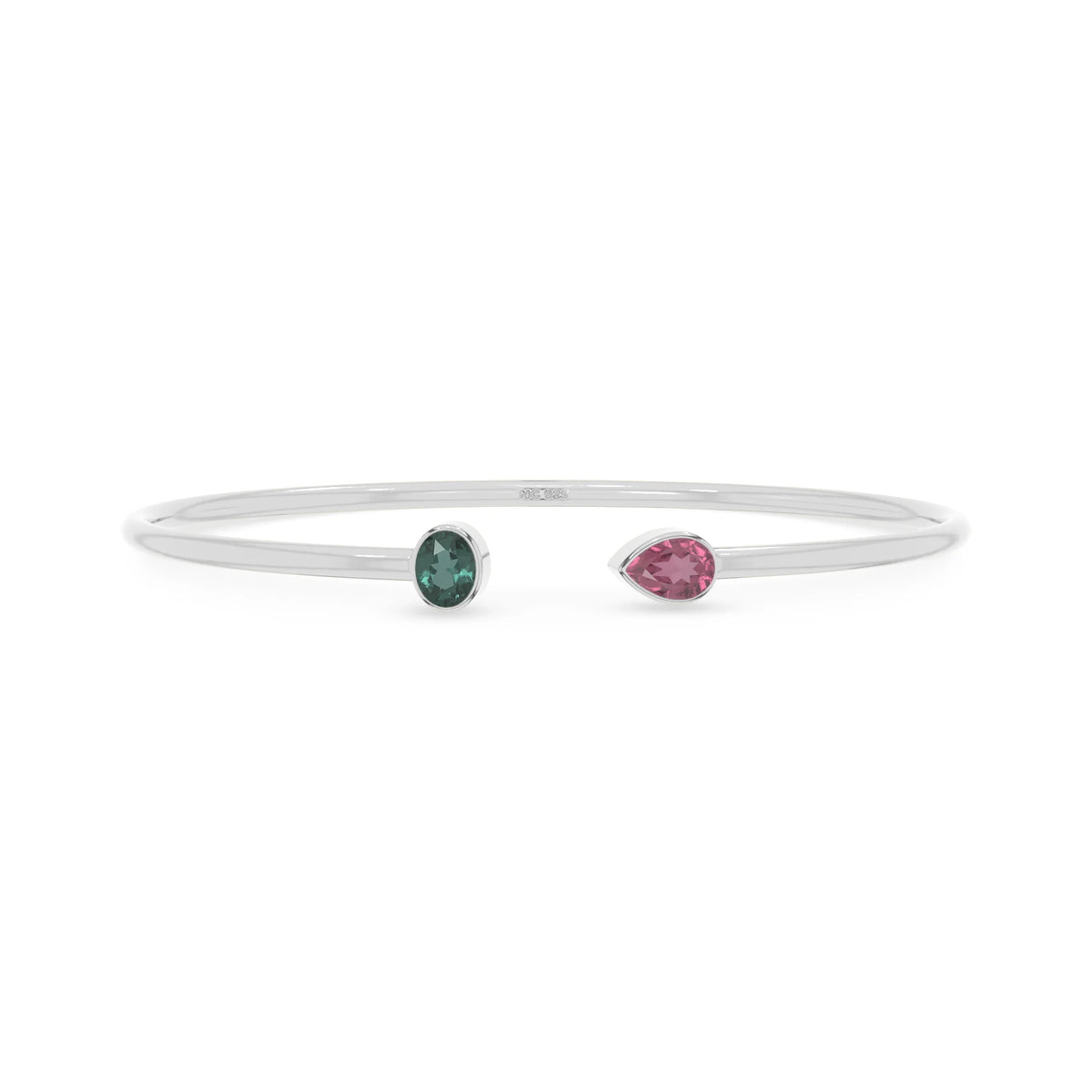 green tourmaline with pink tourmaline cut bracelet