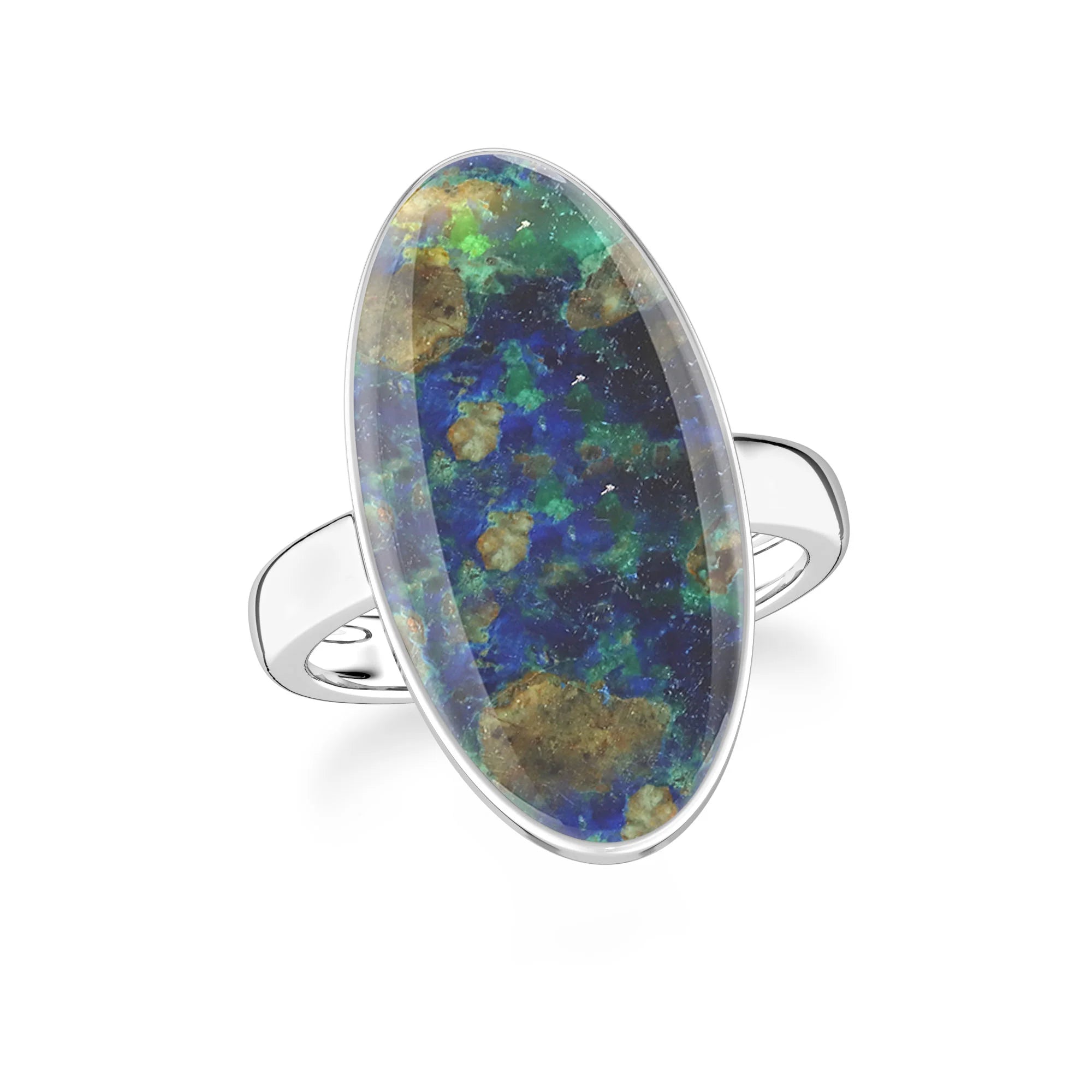 azurite malachite bezel-set ring