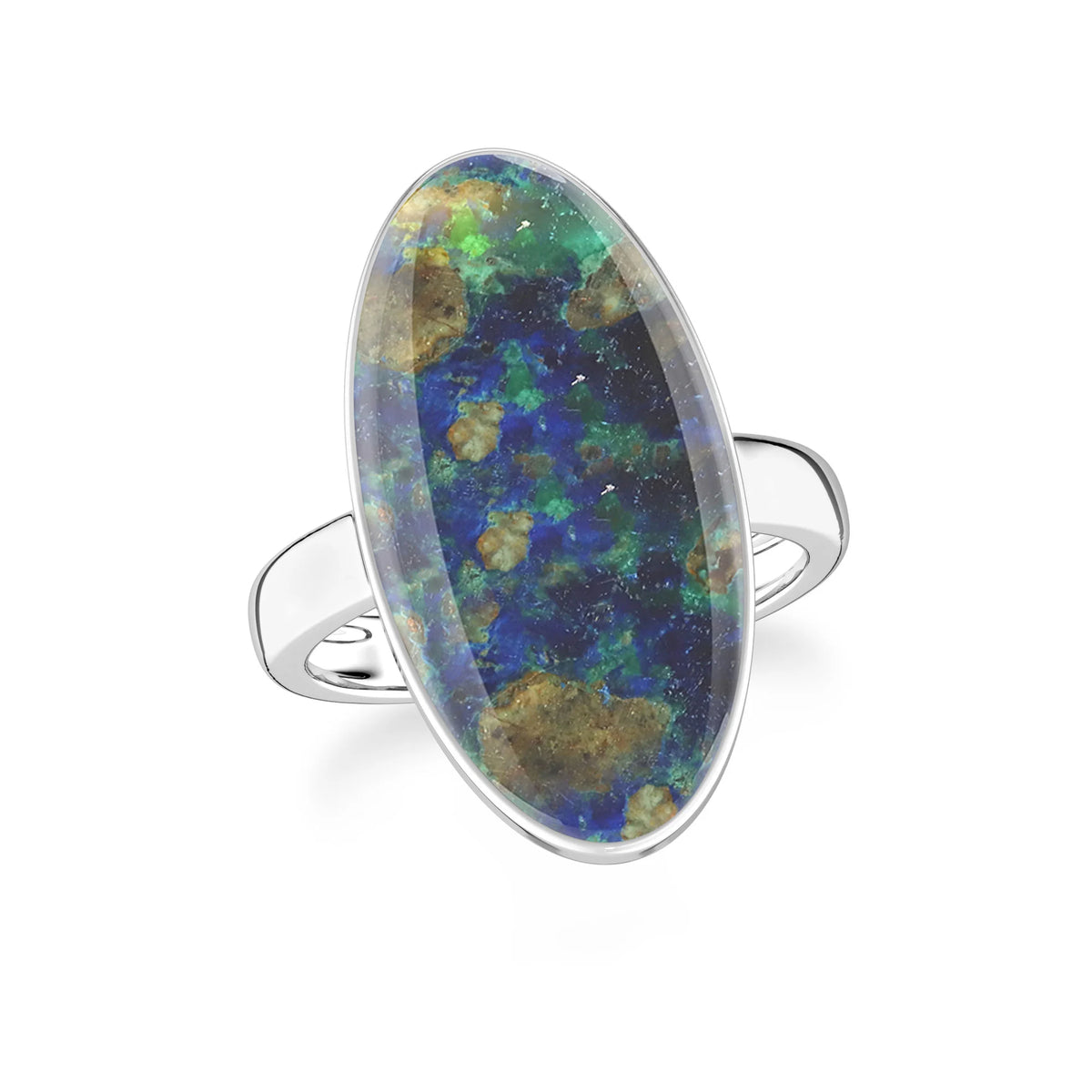 azurite malachite bezel-set ring