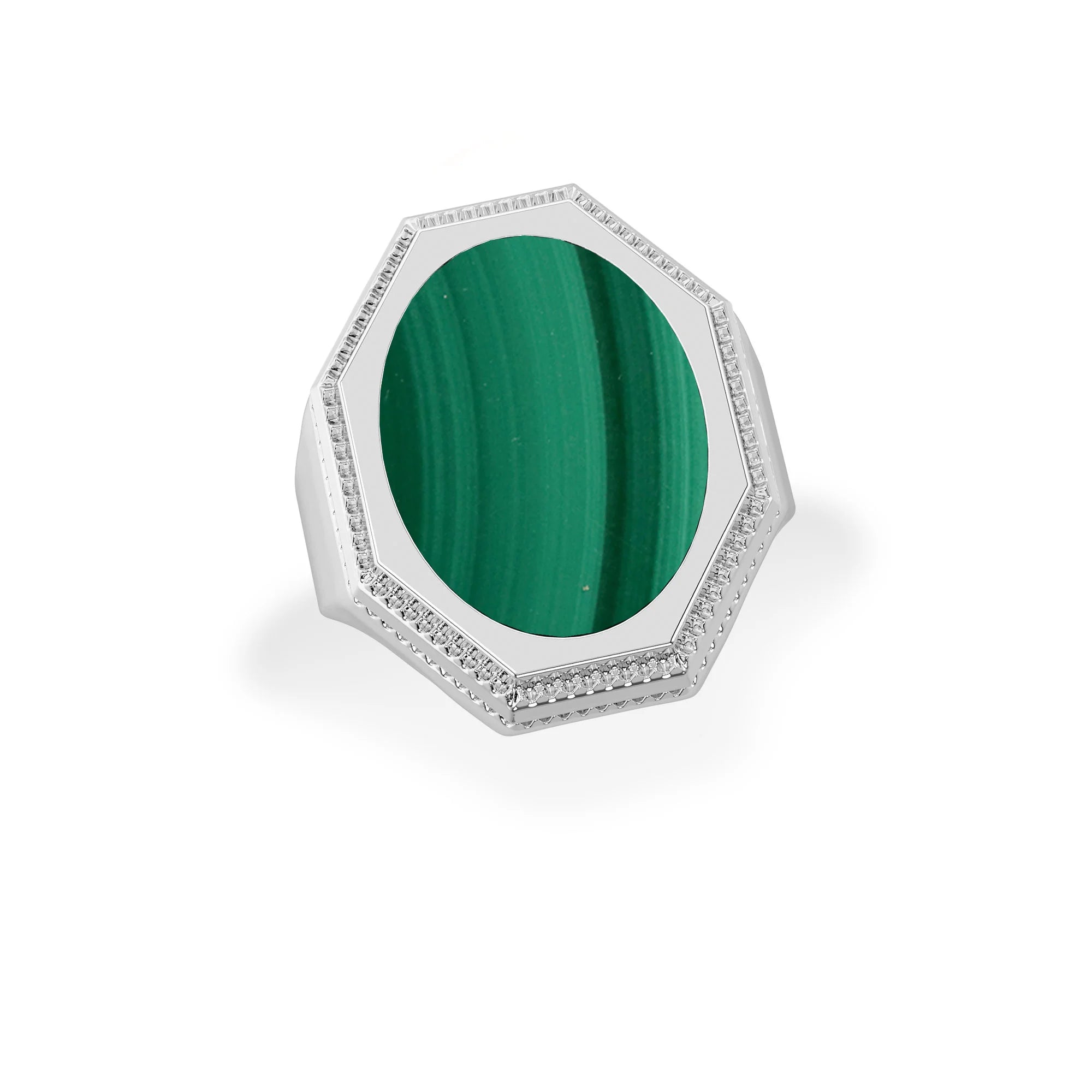 malachite men bezel-set ring