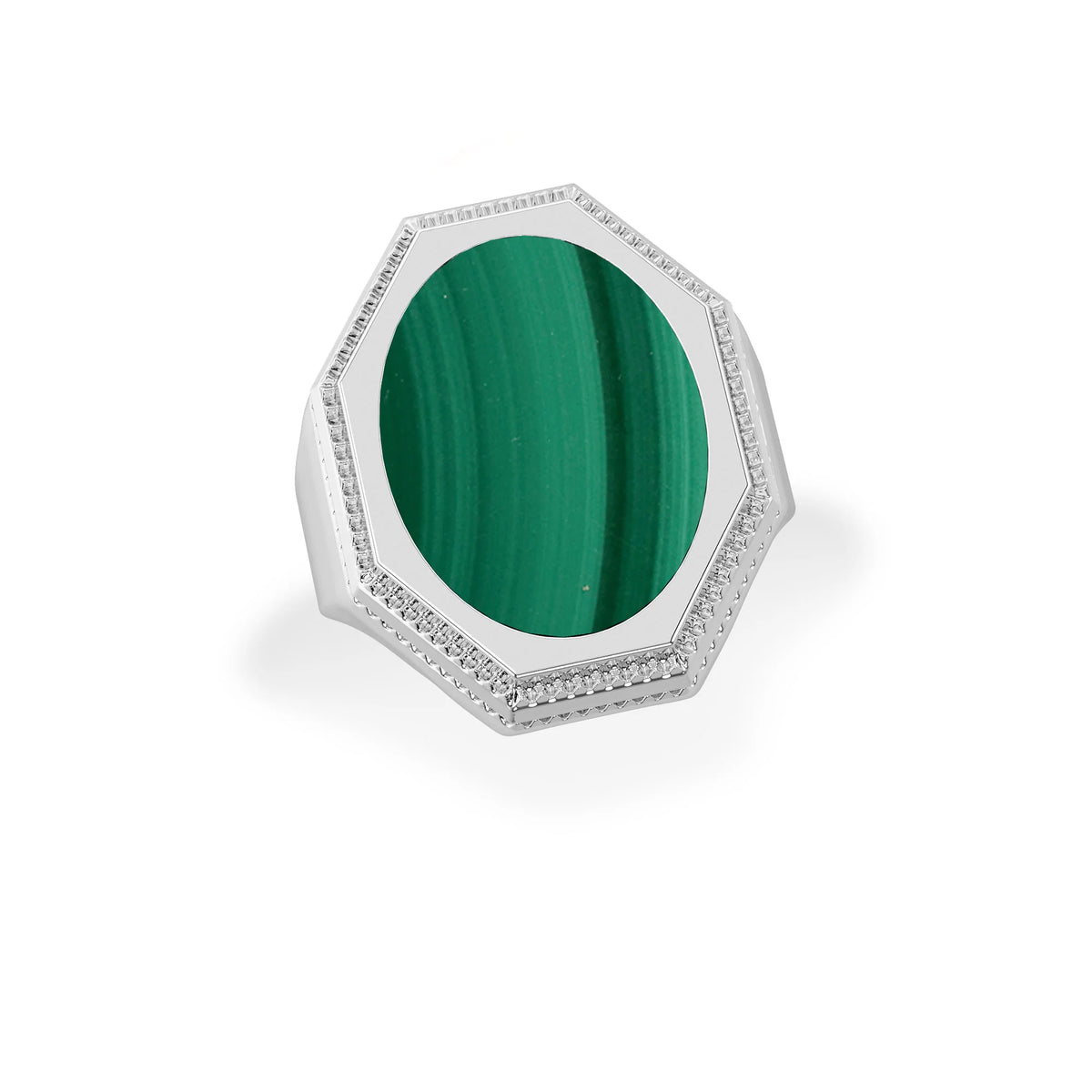 malachite men bezel-set ring