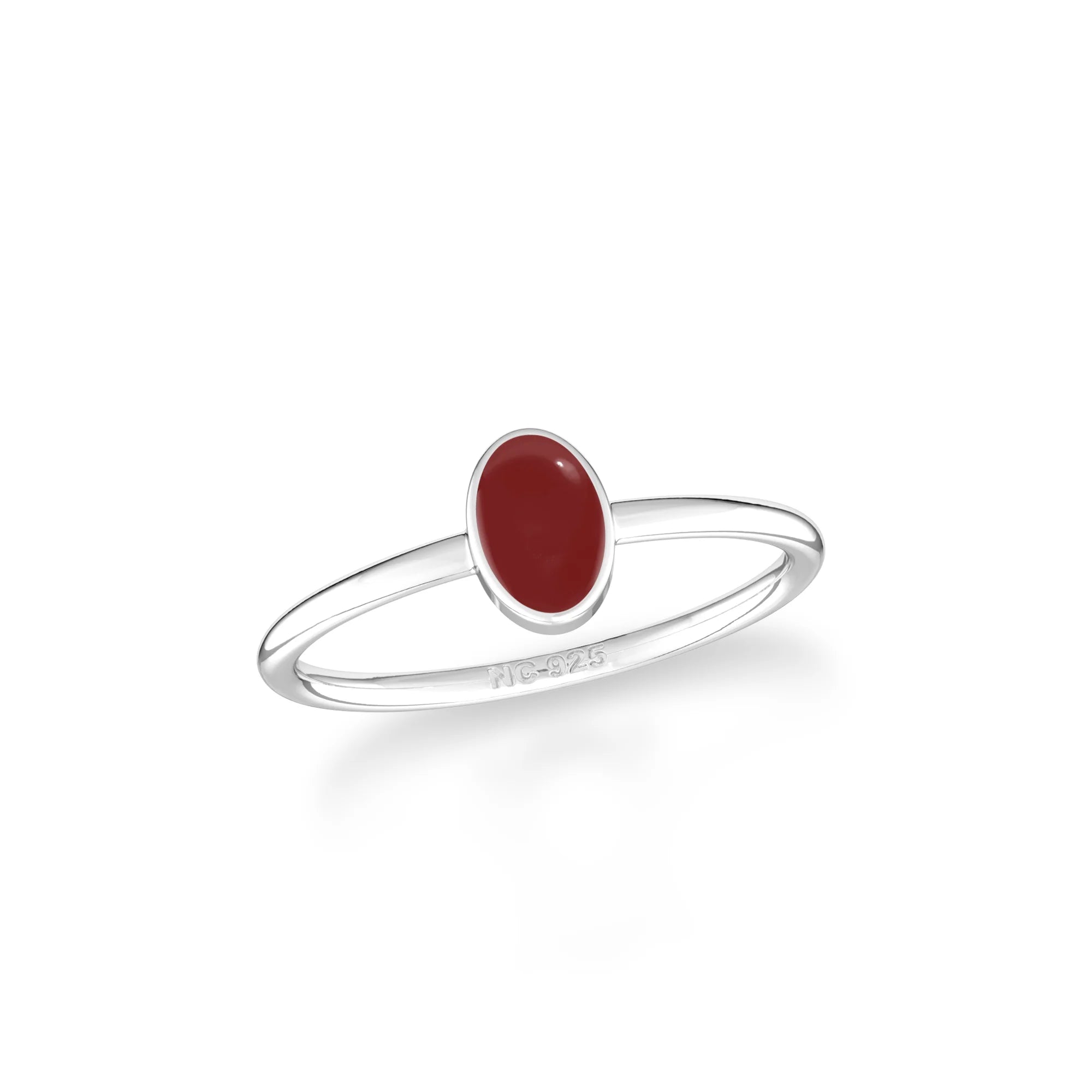 red garnet stackable bezel-set ring