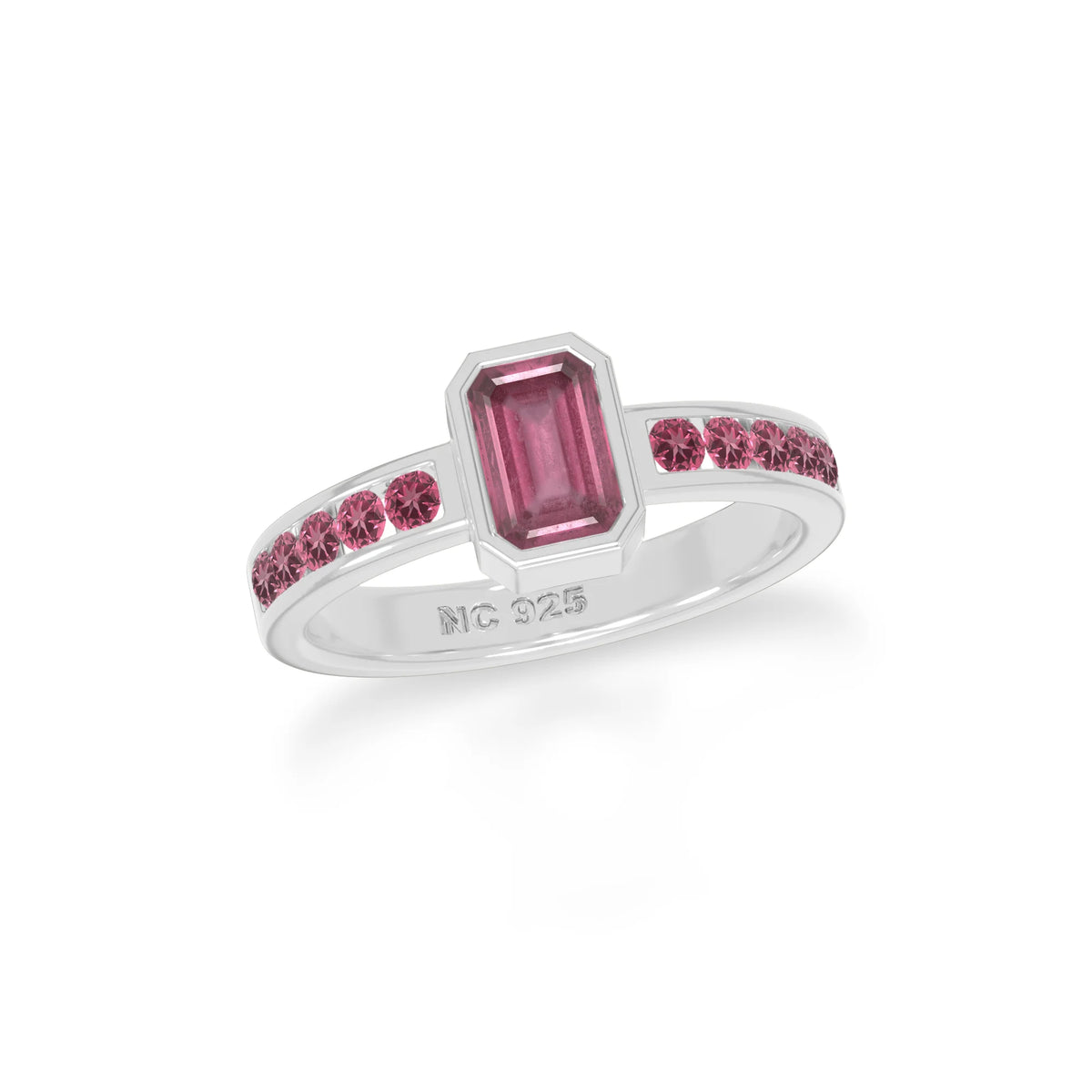 natural pink tourmaline rings for women in sterling silver