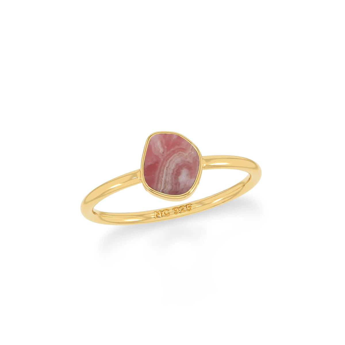 rhodochrosite stackable bezel-set ring