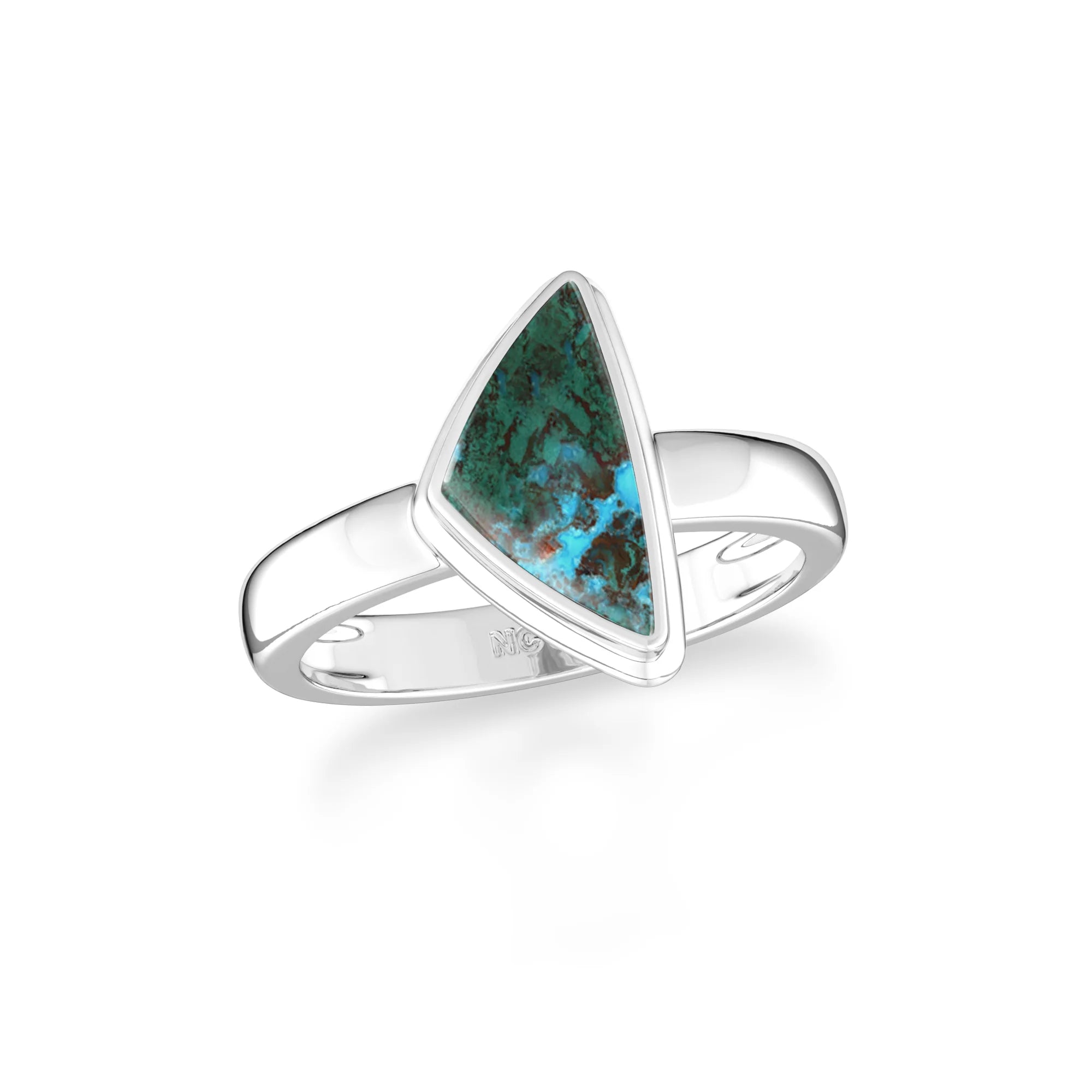 chrysocolla bezel-set ring