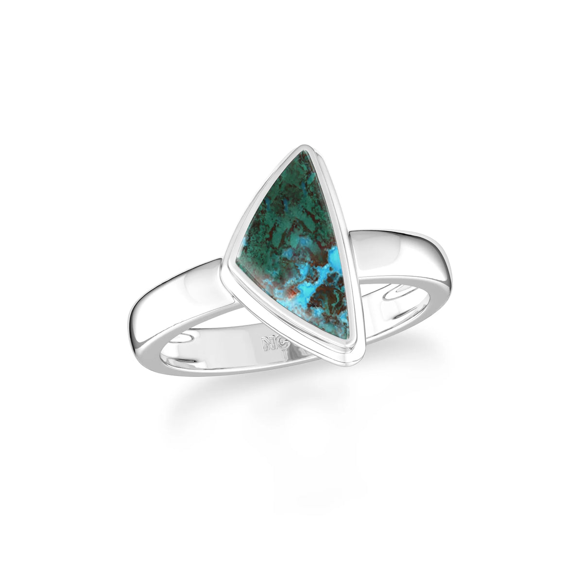 chrysocolla bezel-set ring