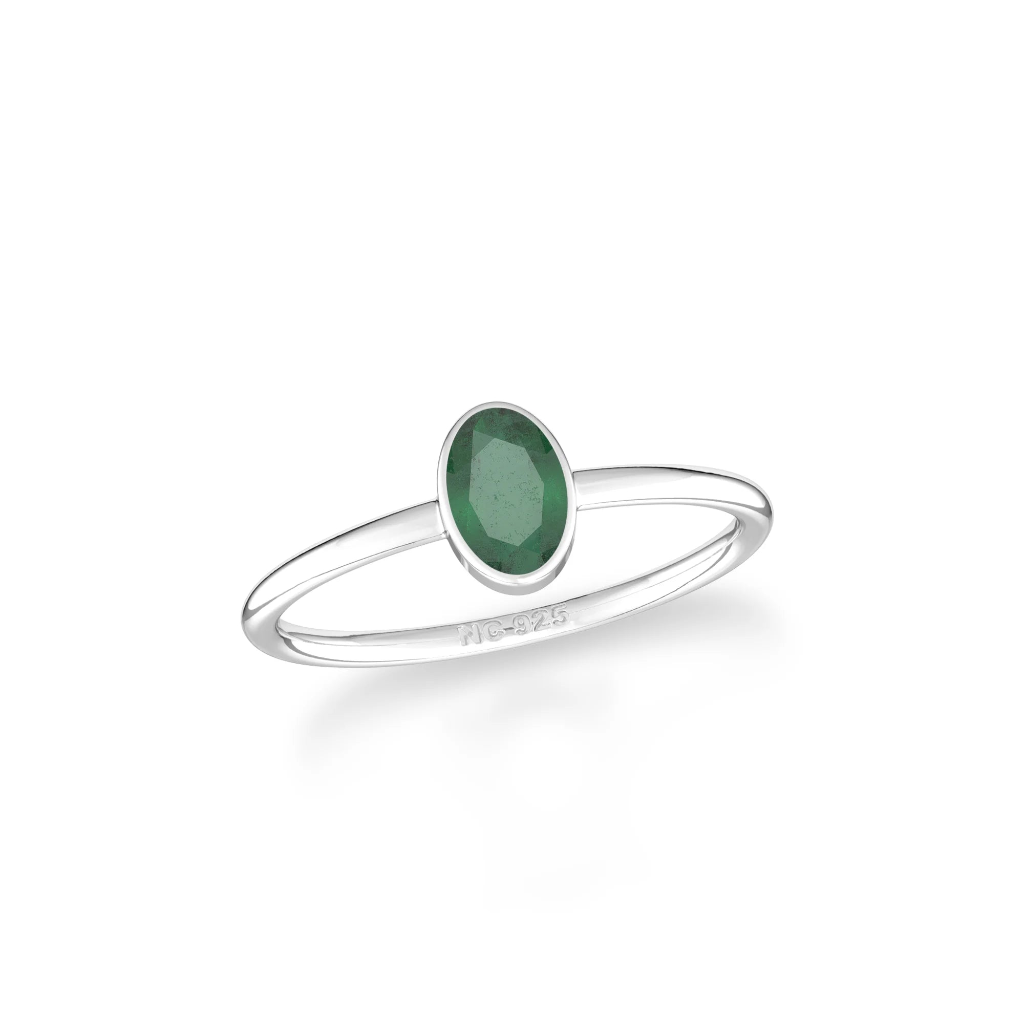 emerald stackable bezel-set ring