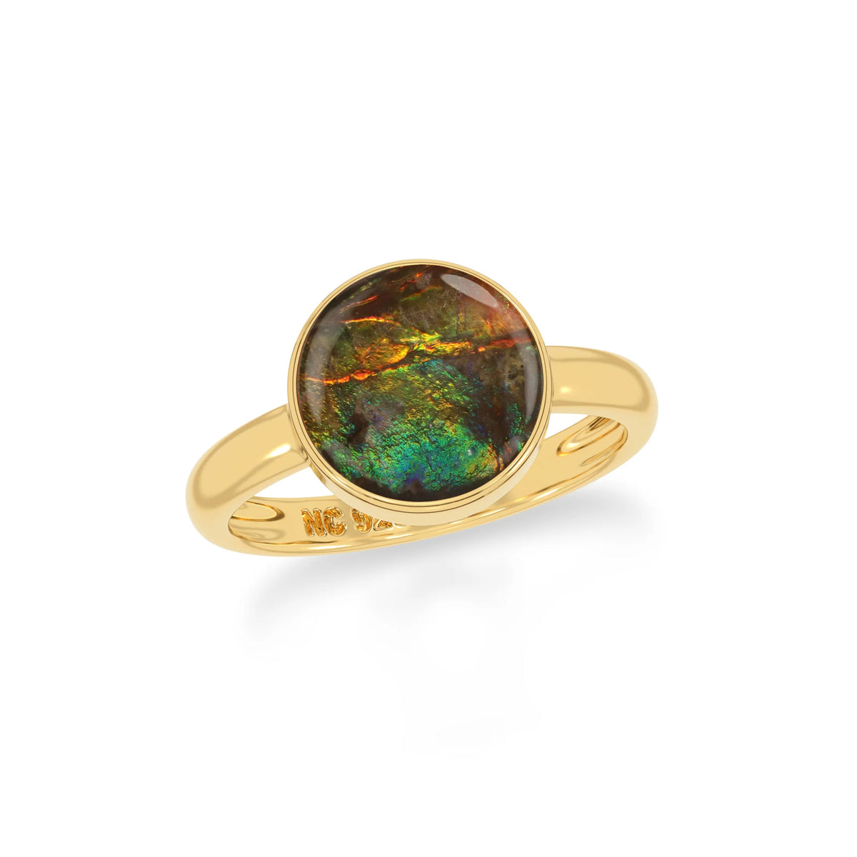 ammolite bezel-set ring