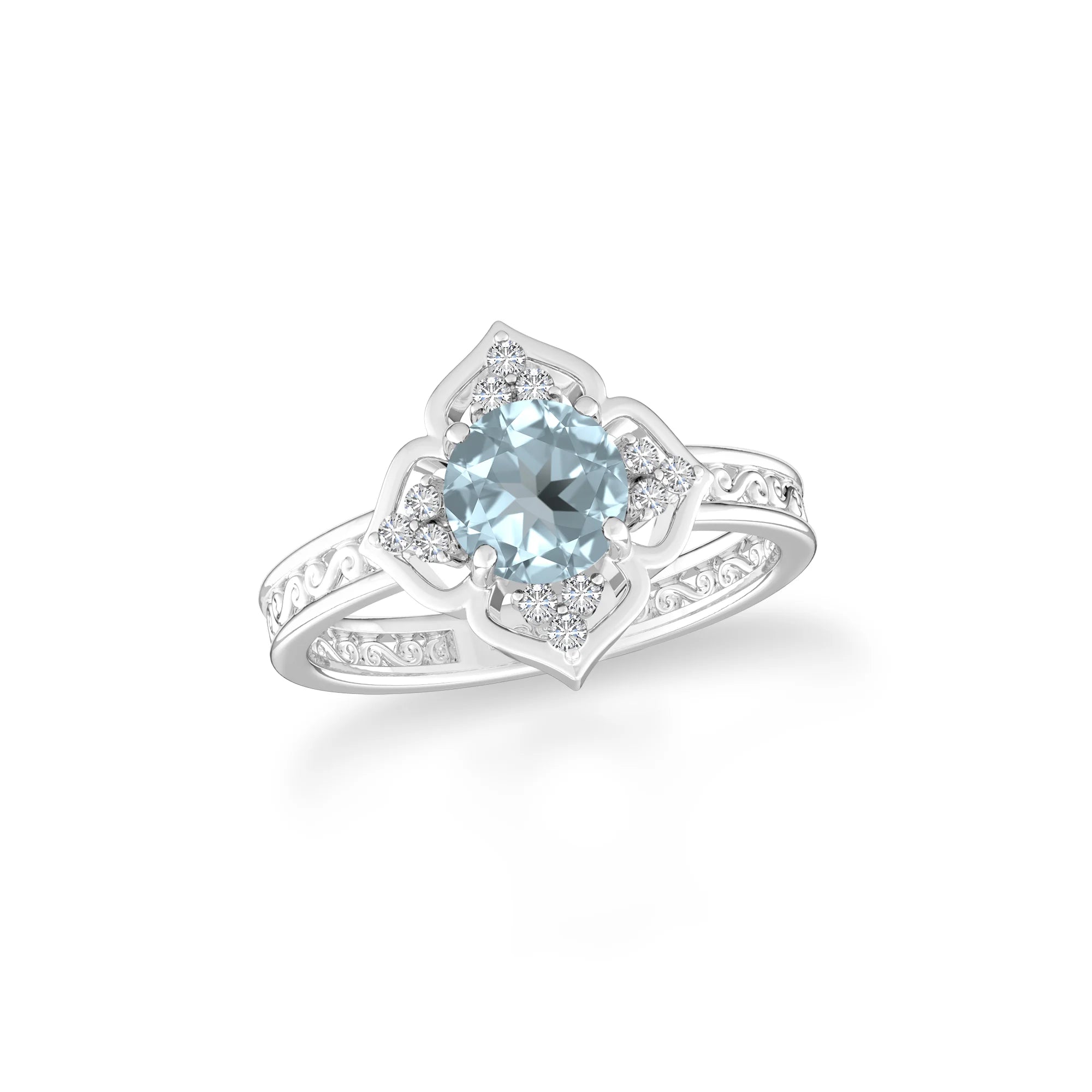 aquamarine prong set ring