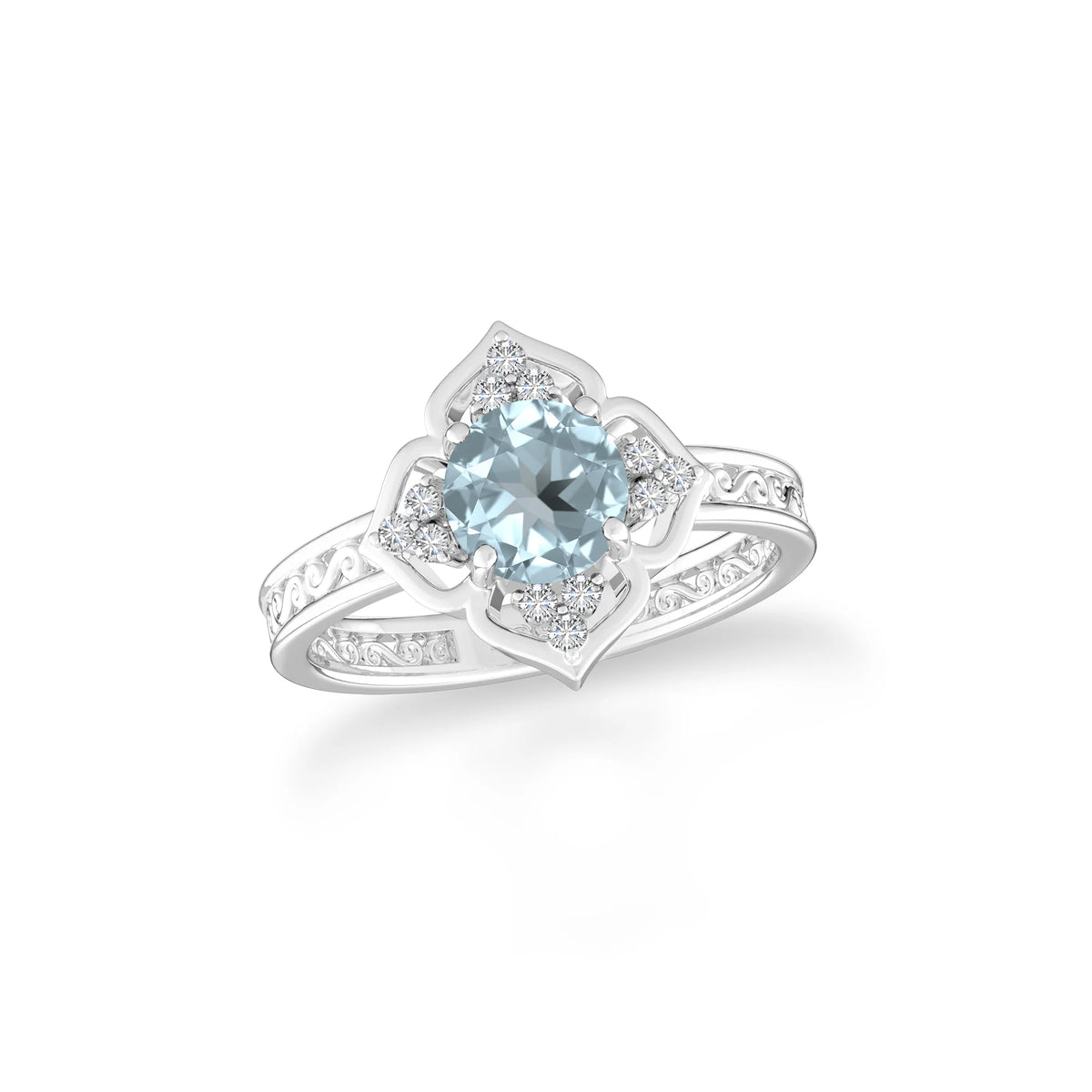 aquamarine prong set ring