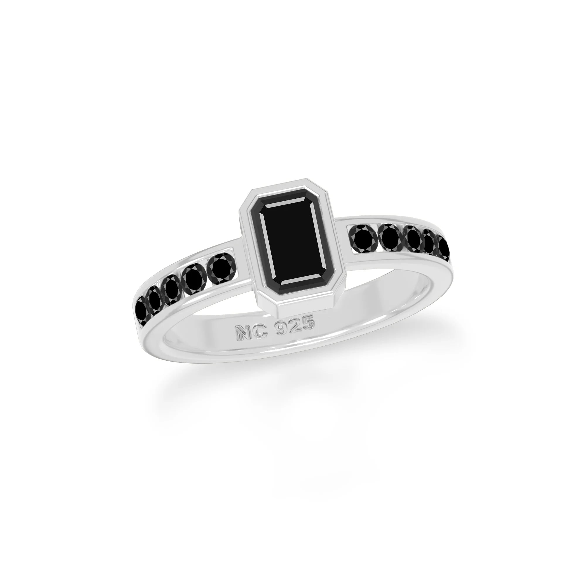 natural black tourmaline rings for women in sterling silver