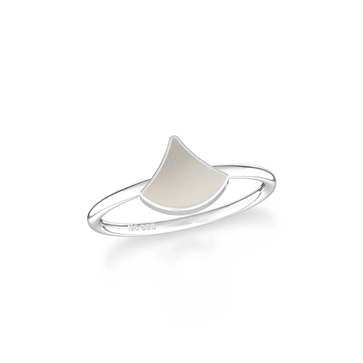 mother-of-pearl stackable bezel-set ring