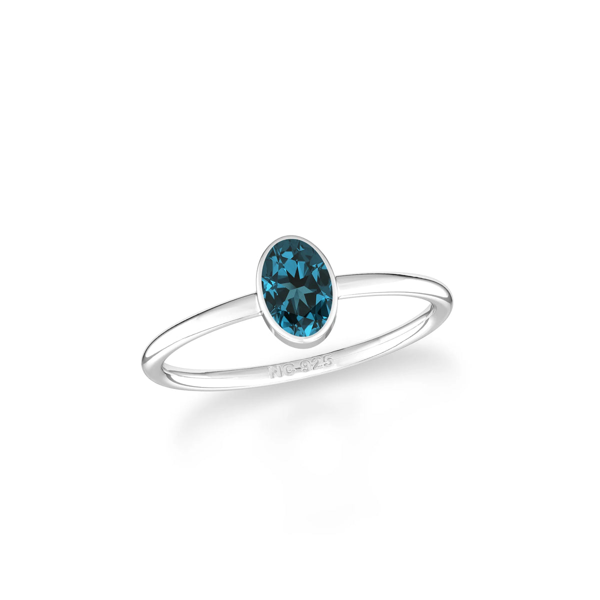 london-blue-topaz stackable bezel-set ring
