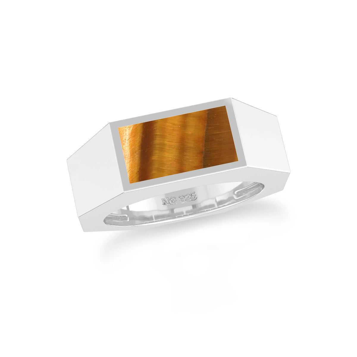 tiger eye mens prong-set ring