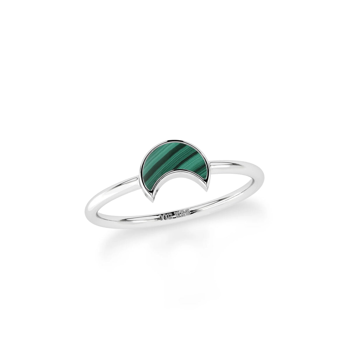malachite stackable bezel-set ring