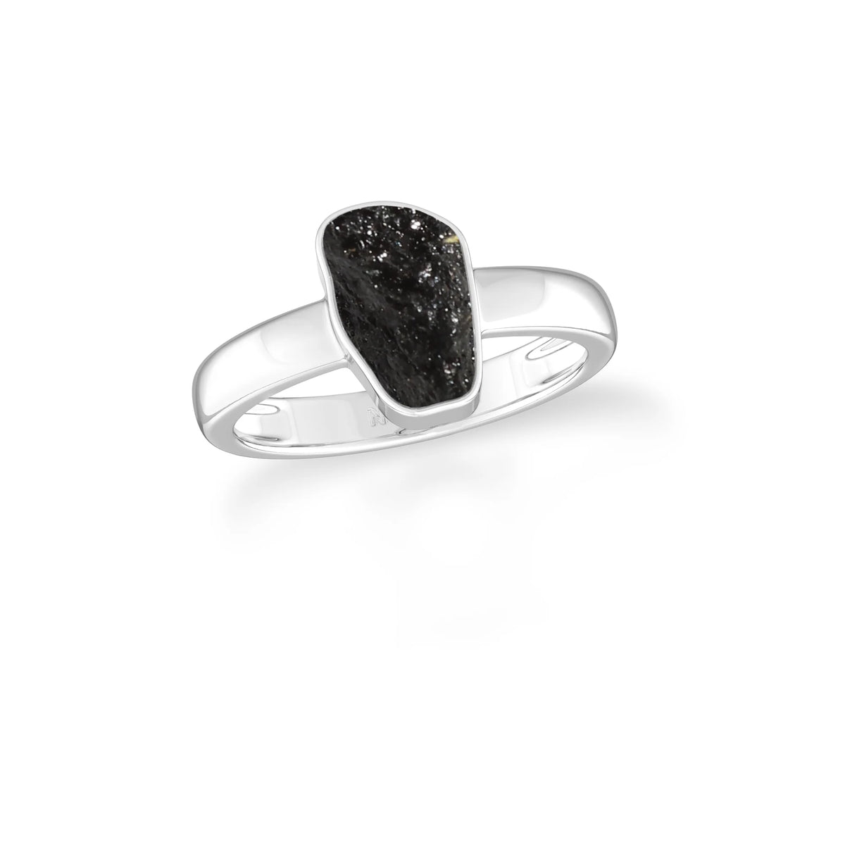 black tourmaline bezel-set ring