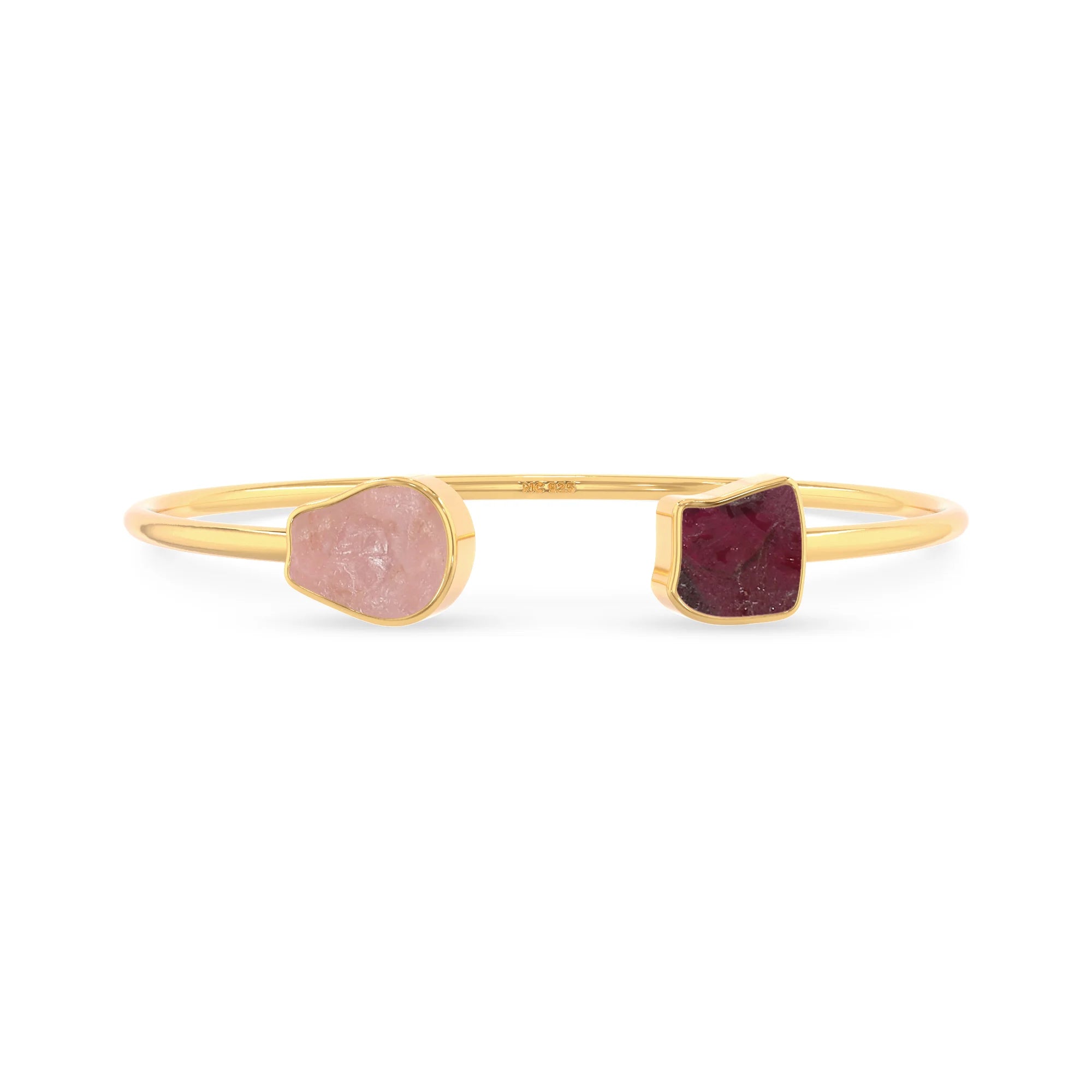 rose quartz rhodolite garnet twister bracelet