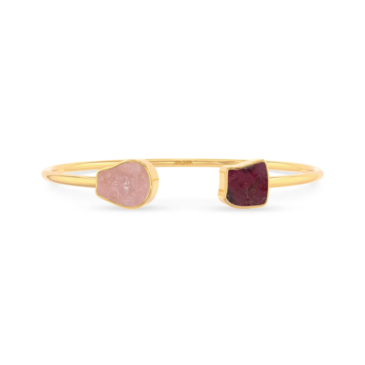 rose quartz rhodolite garnet twister bracelet