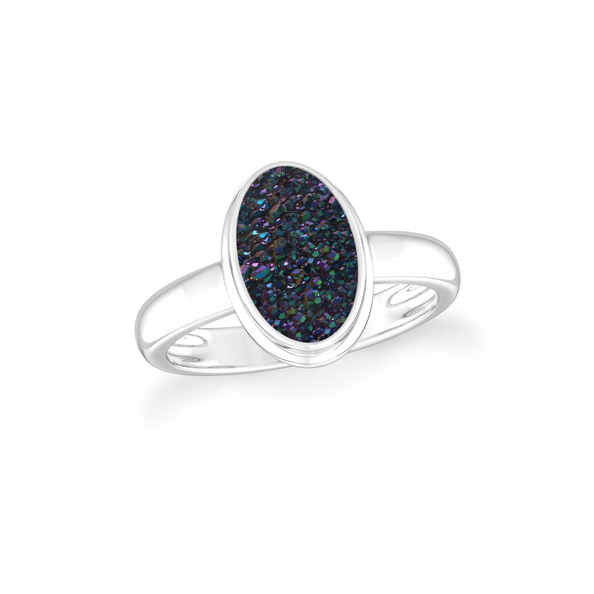 multi-titanium-druzy bezel-set ring