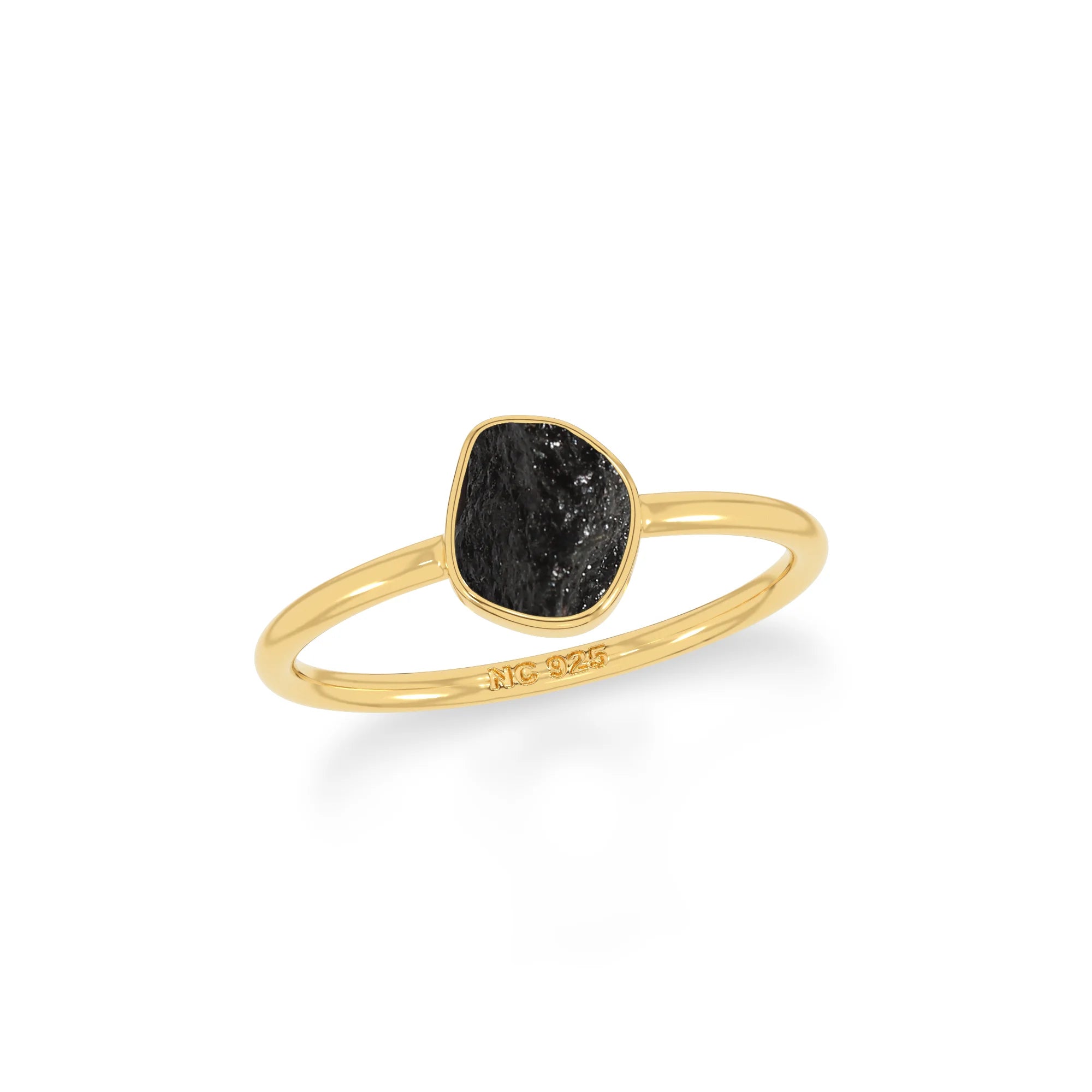 black tourmaline stackable bezel-set ring