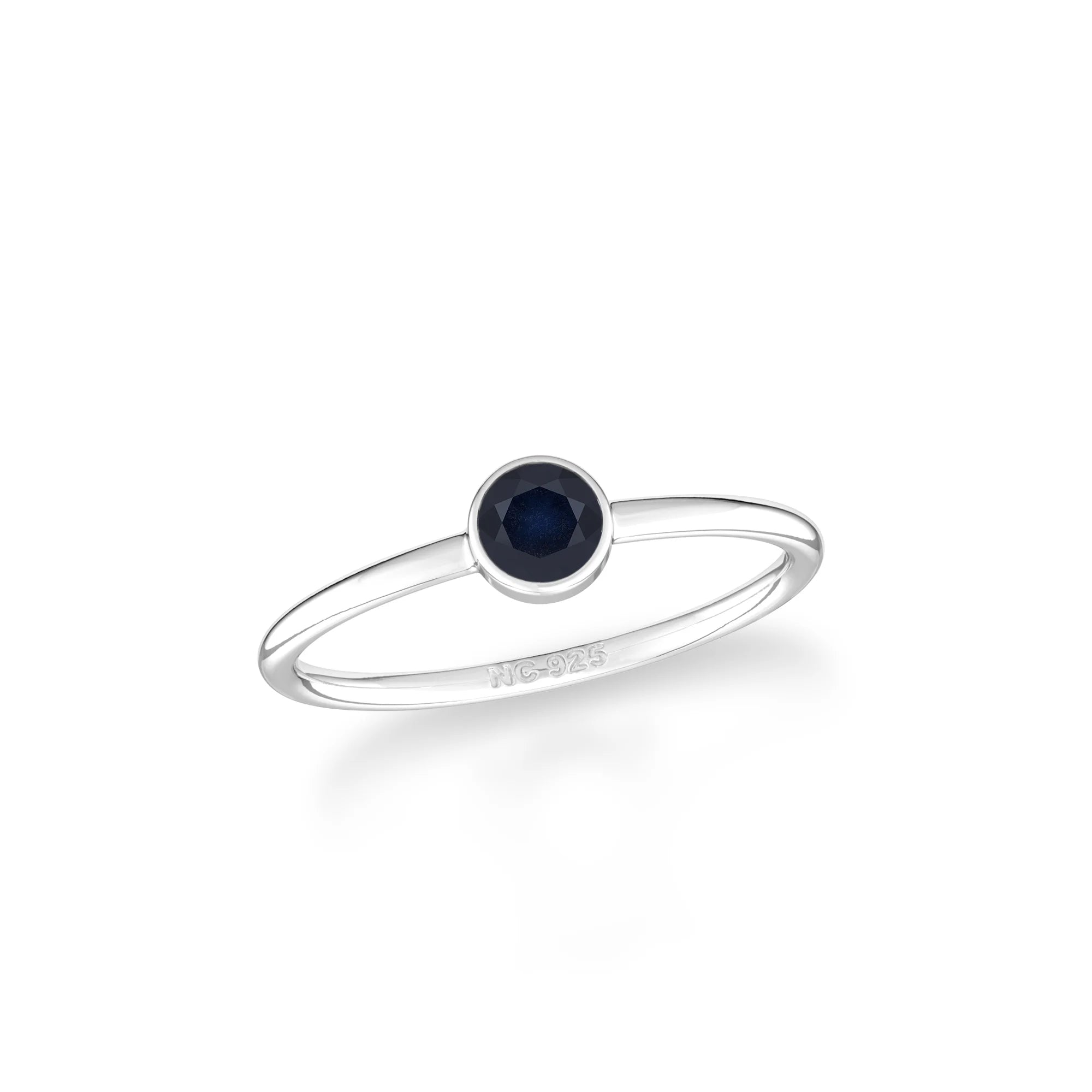 blue Sapphire stackable bezel-set ring
