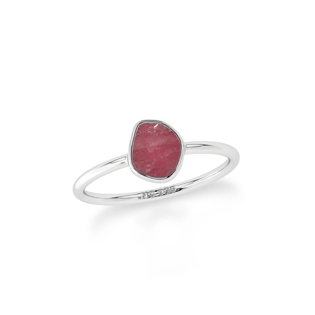 pink tourmaline stackable bezel-set ring