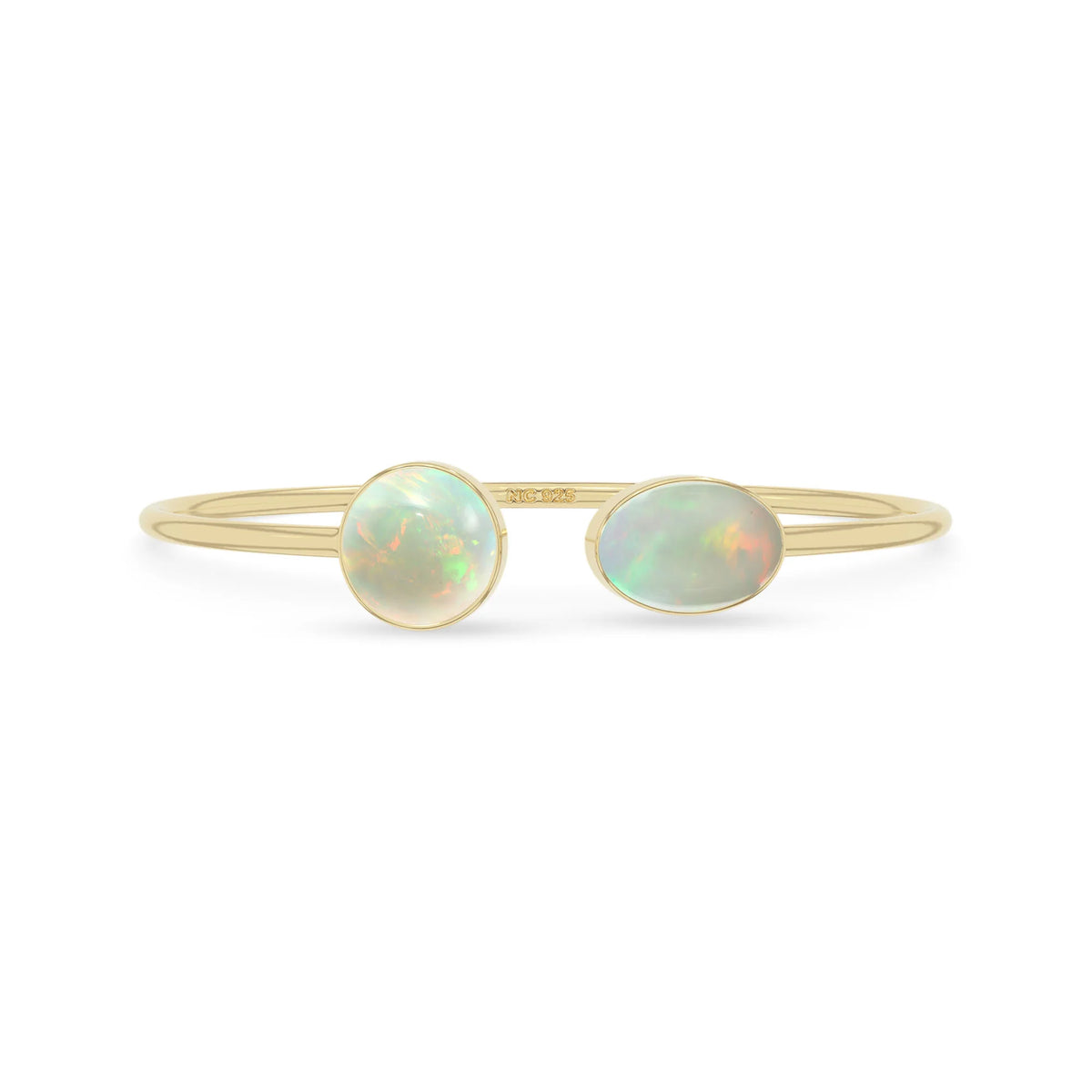 Natural Cab Ethiopian Opal Oval-Round Shape Twister Bracelets for Women in 18K Gold Vermeil
