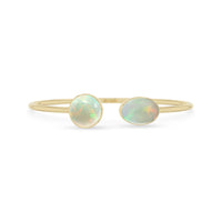 Natural Cab Ethiopian Opal Oval-Round Shape Twister Bracelets for Women in 18K Gold Vermeil