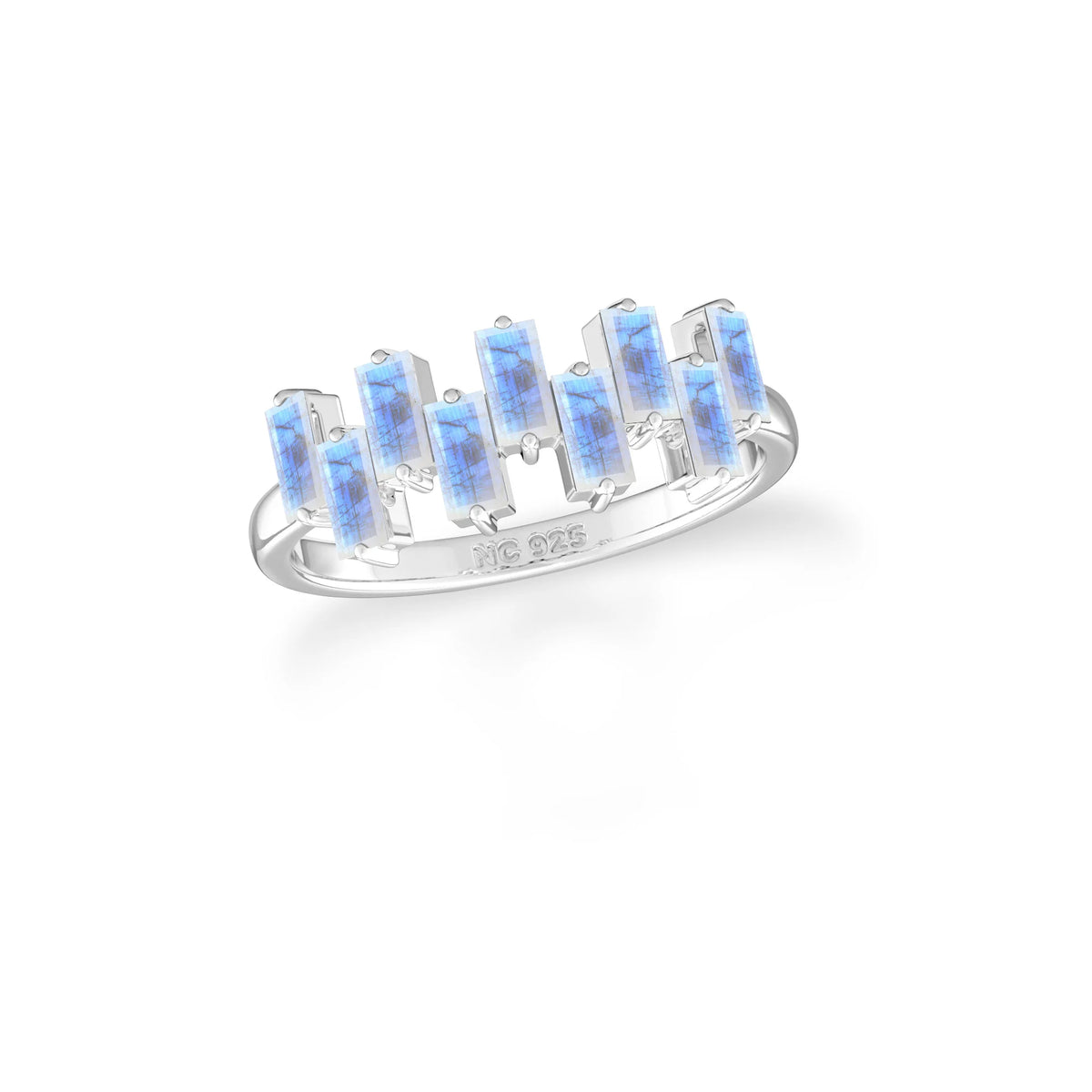 rainbow-moonstone bezel-set ring