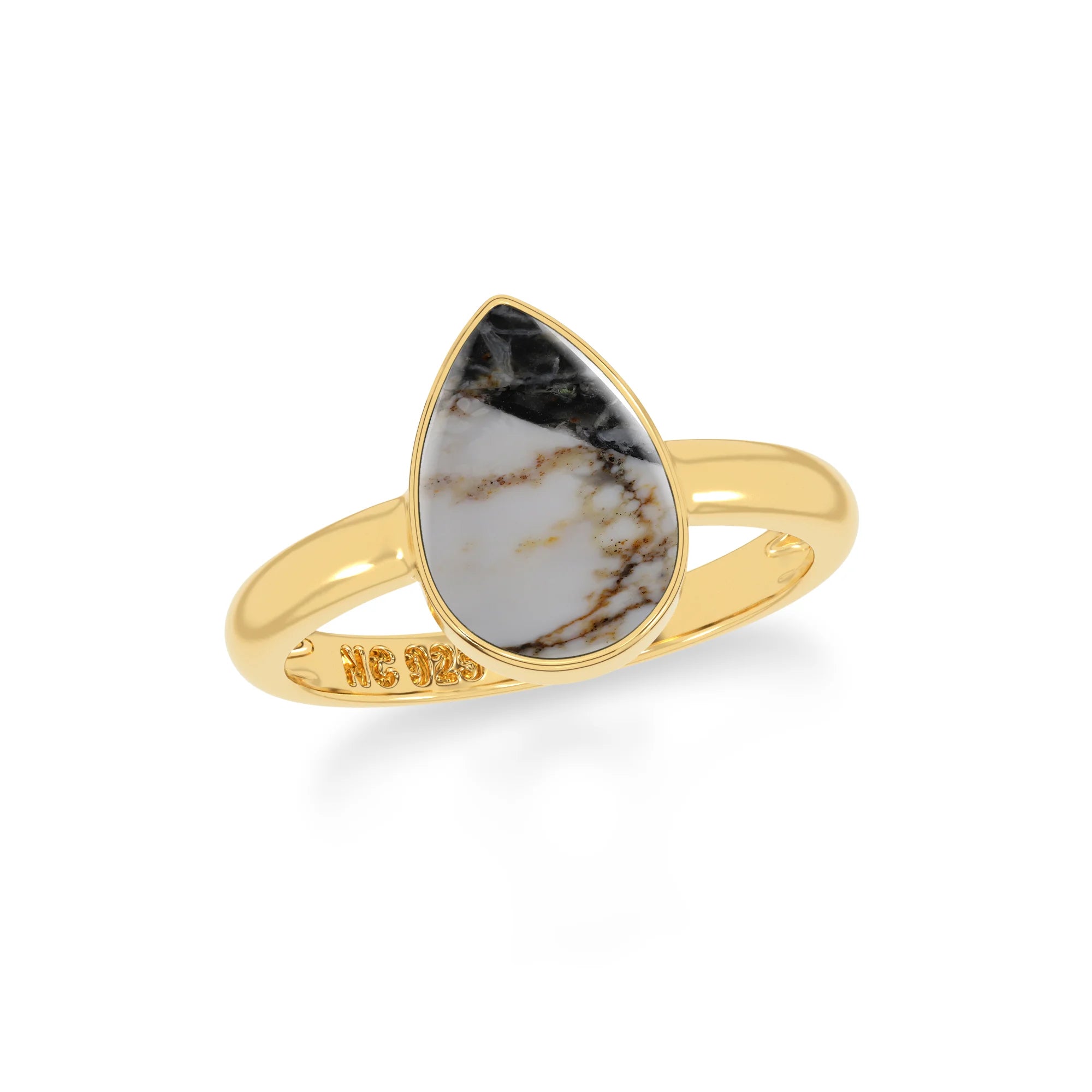 white-buffalo bezel-set ring