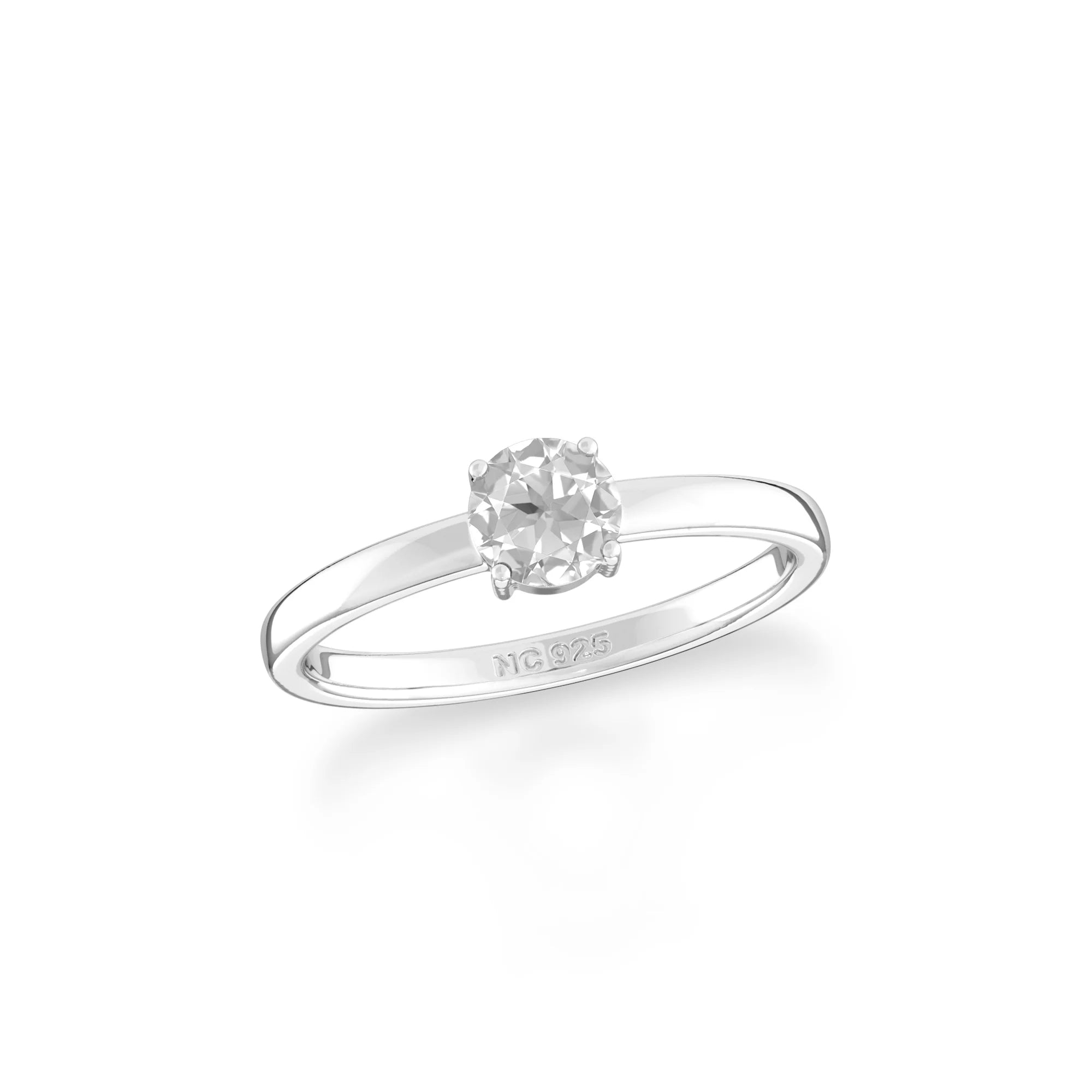 white topaz stackable prong-set ring