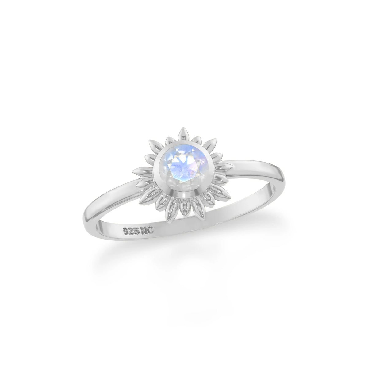 rainbow-moonstone stackable bezel-set ring