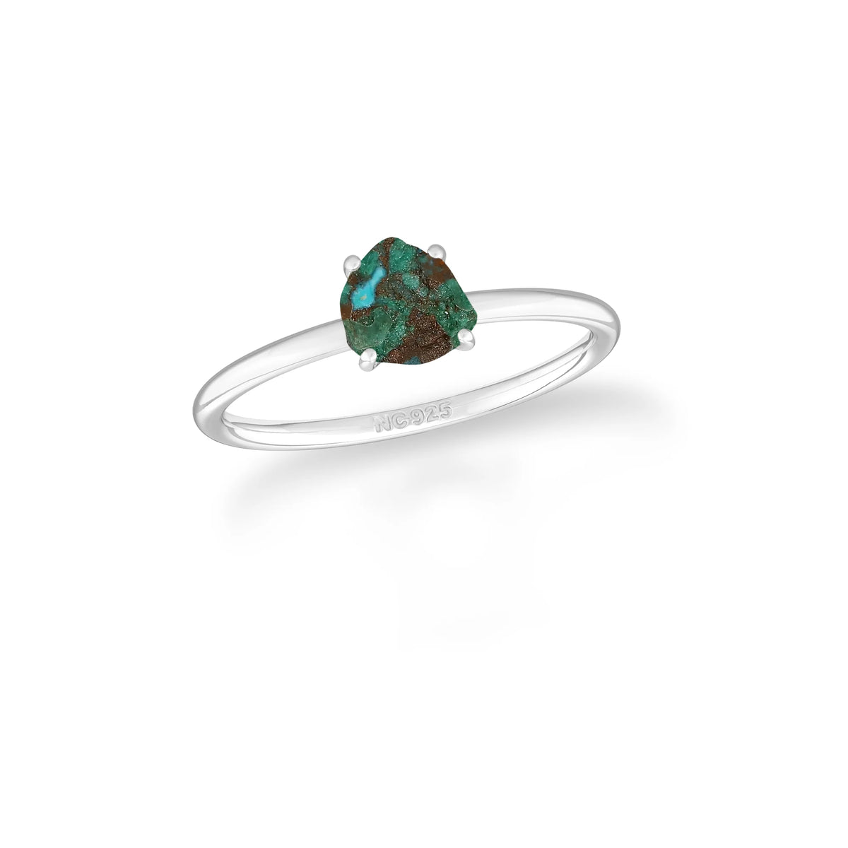chrysocolla stackable prong-set ring