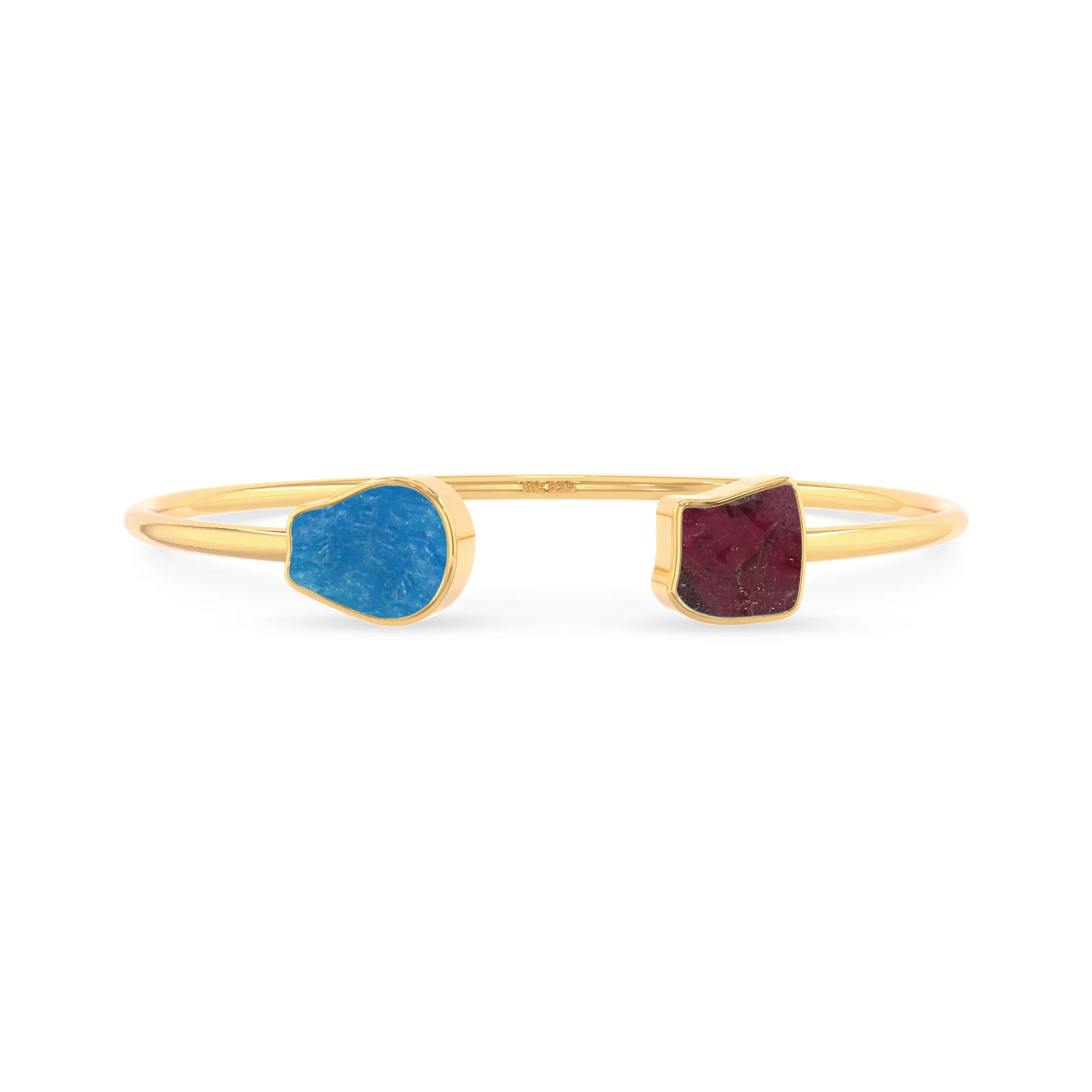 neon apatite with rhodolite garnet twister bracelet