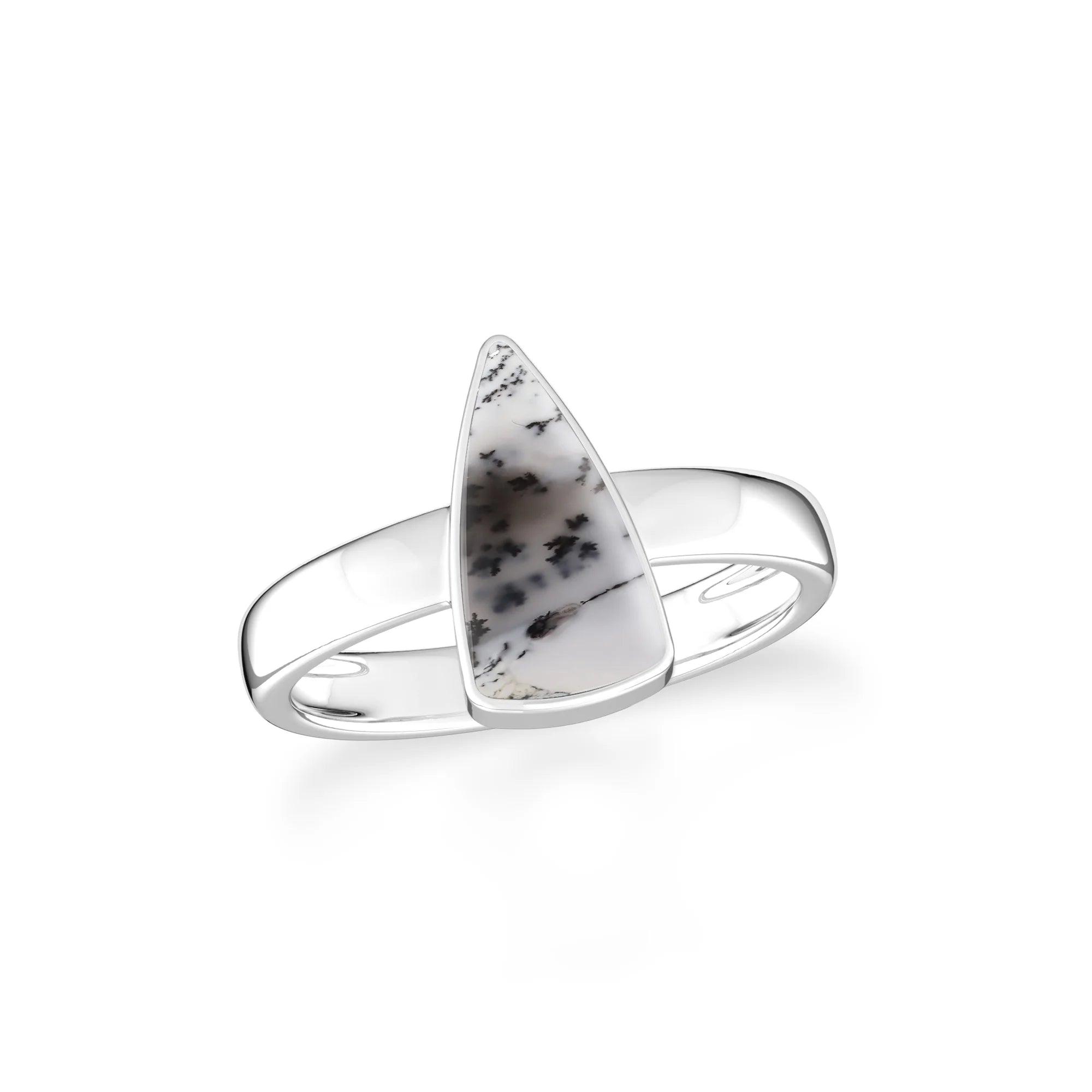 dendritic-opal bezel-set ring