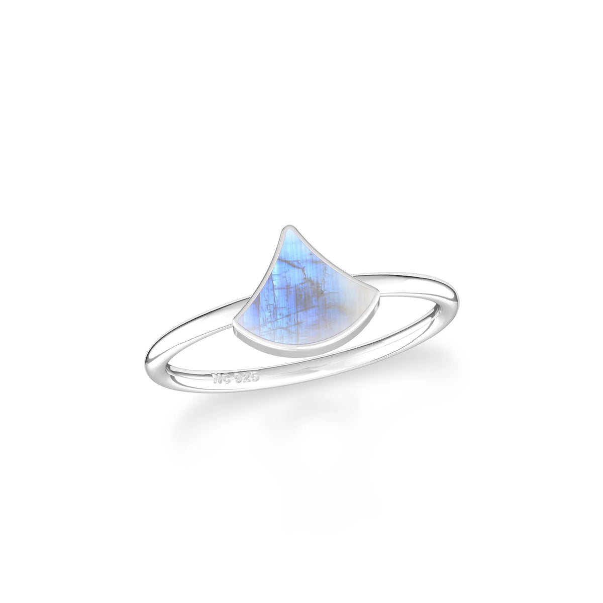 rainbow moonstone stackable bezel-set ring