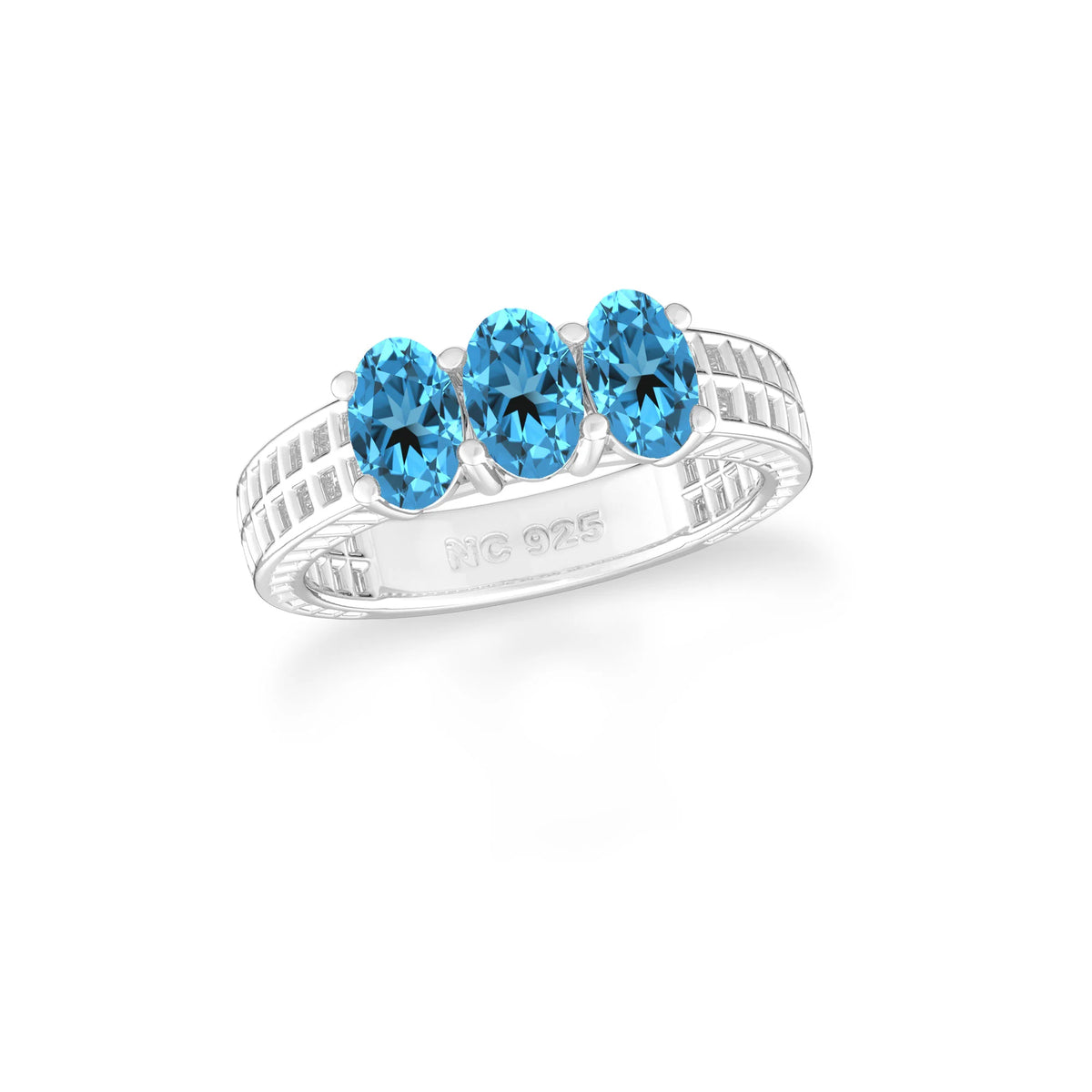 swiss blue topaz stackable prong-set ring