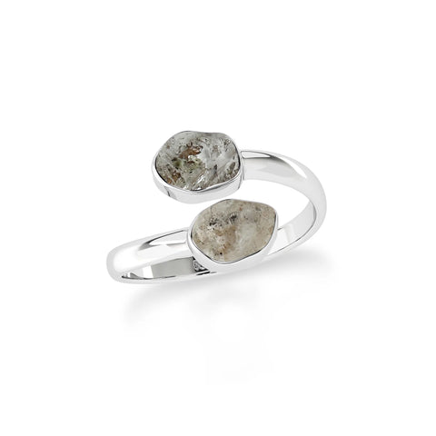 petroleum quartz stackable bezel-set ring