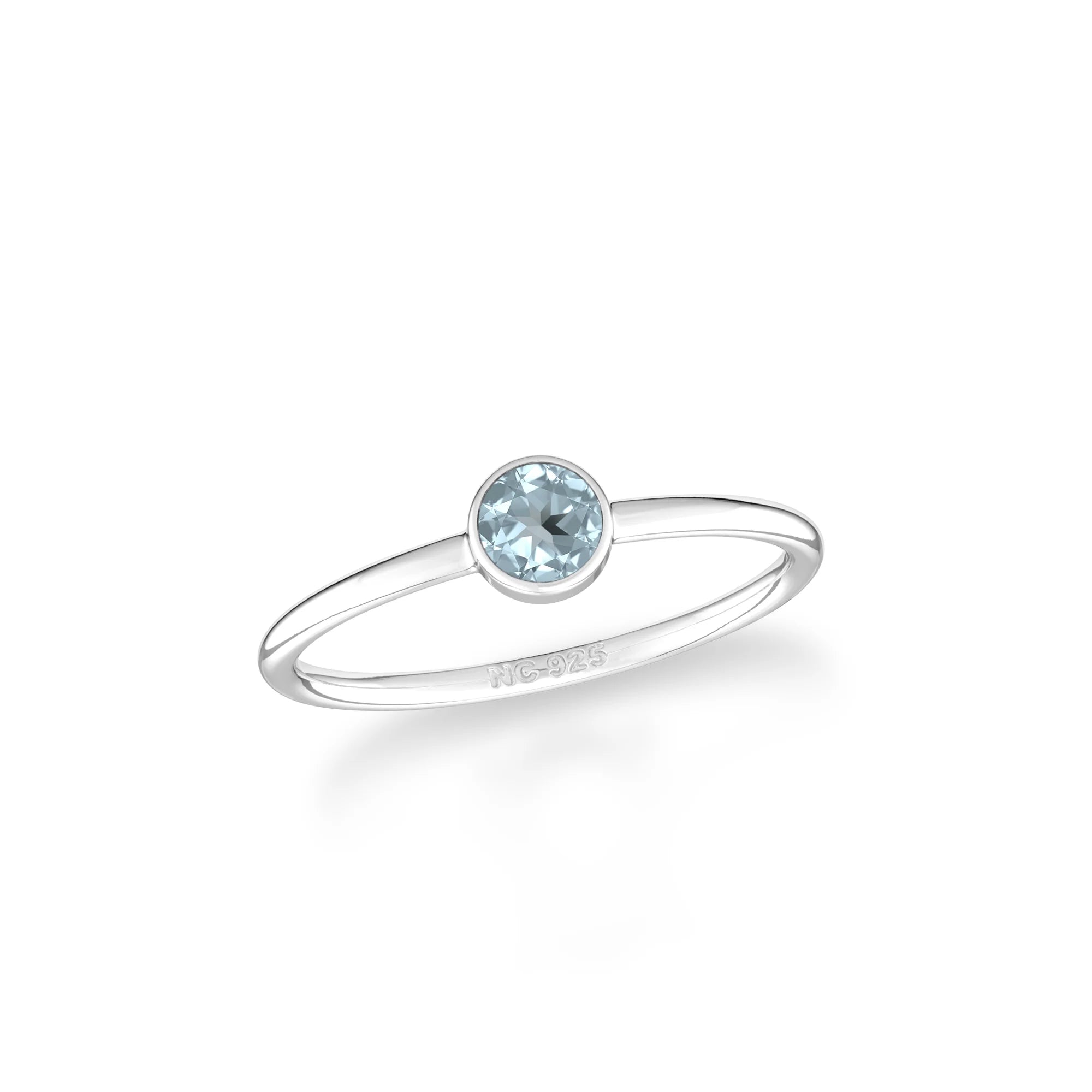aquamarine stackable bezel-set ring