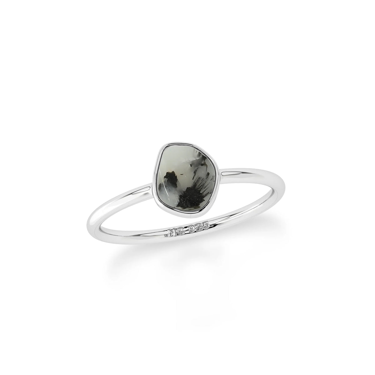 tourmalated quartz stackable bezel-set ring