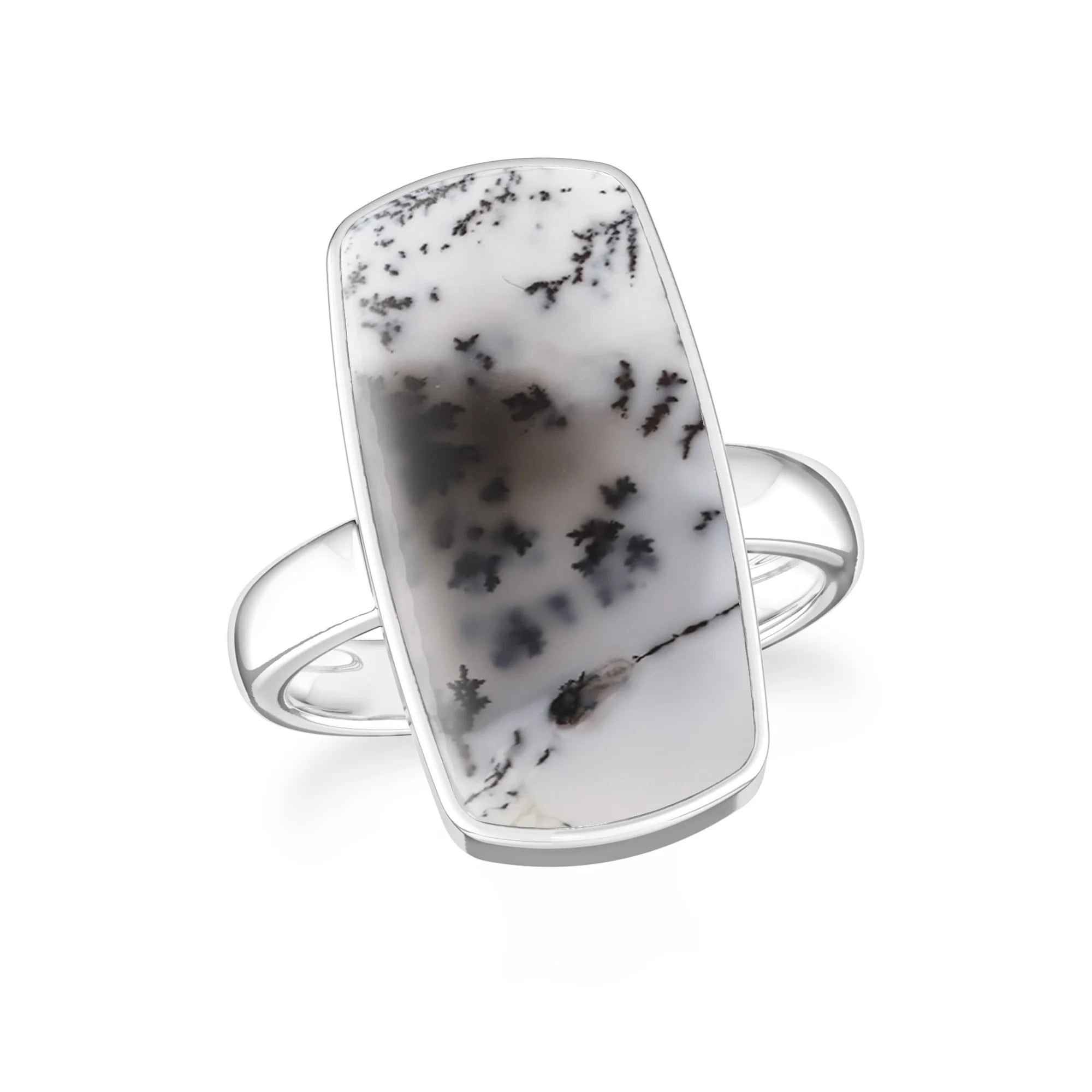 dendritic-opal bezel-set ring