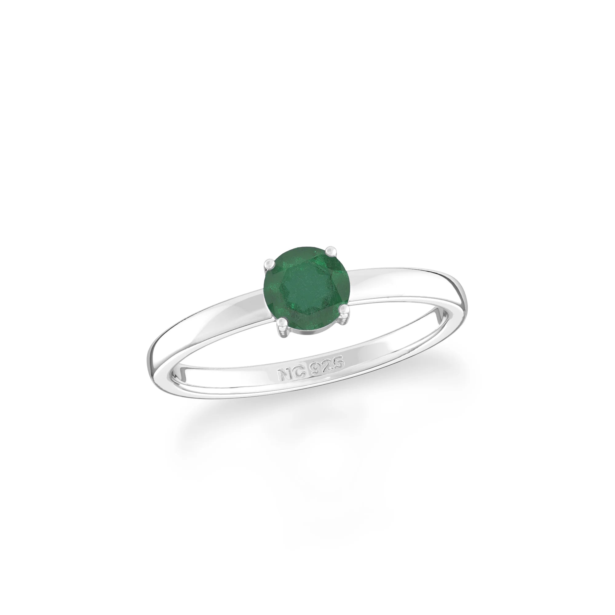 emerald stackable prong-set ring